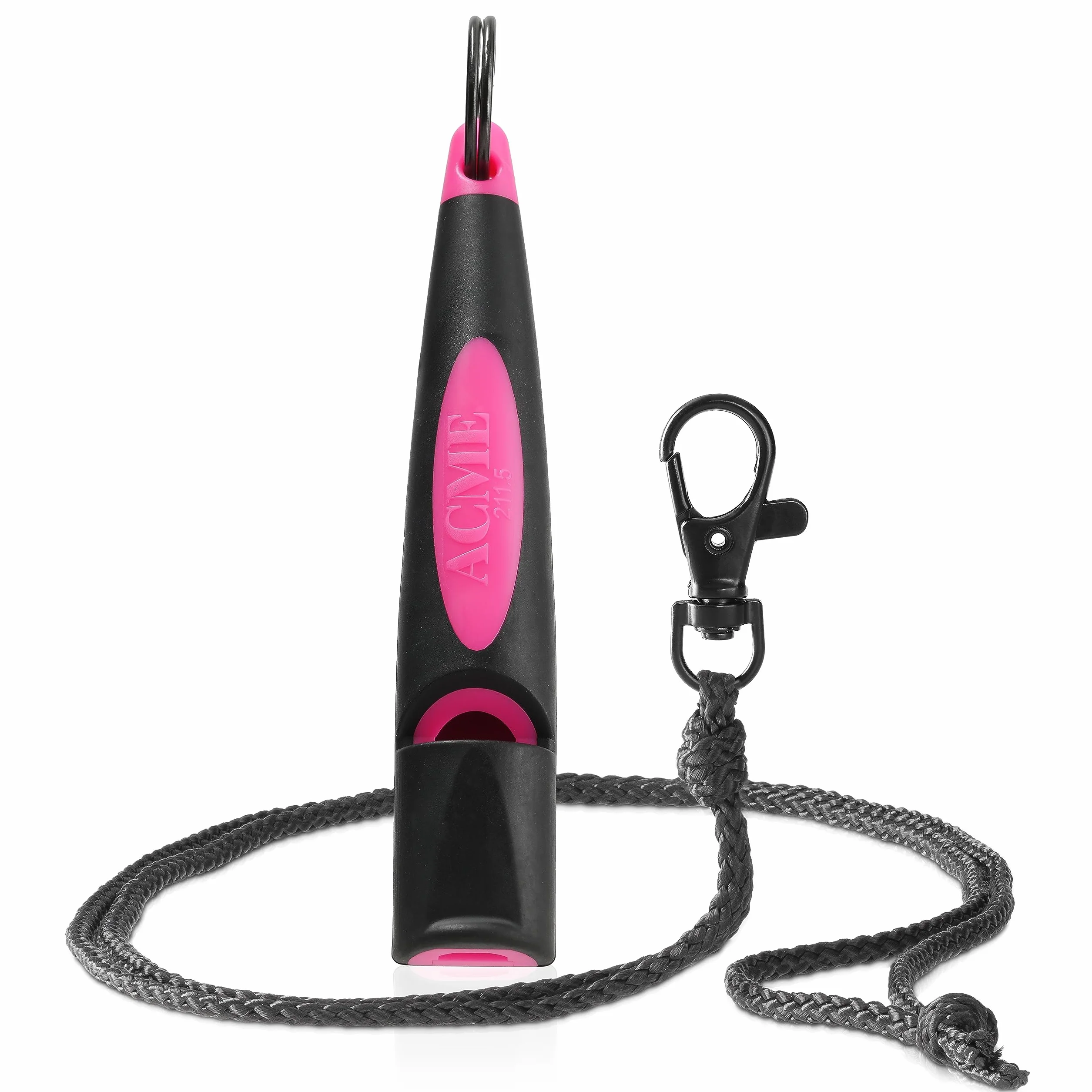 ACME Fischietto per cani n. 211,5 (aggiornamento 2023) con laccetto per fischietto GRATUITO in nero opaco | Alpha | Ideale per il richiamo | Ampia portata | Frequenza standardizzata (Black/DG Pink)