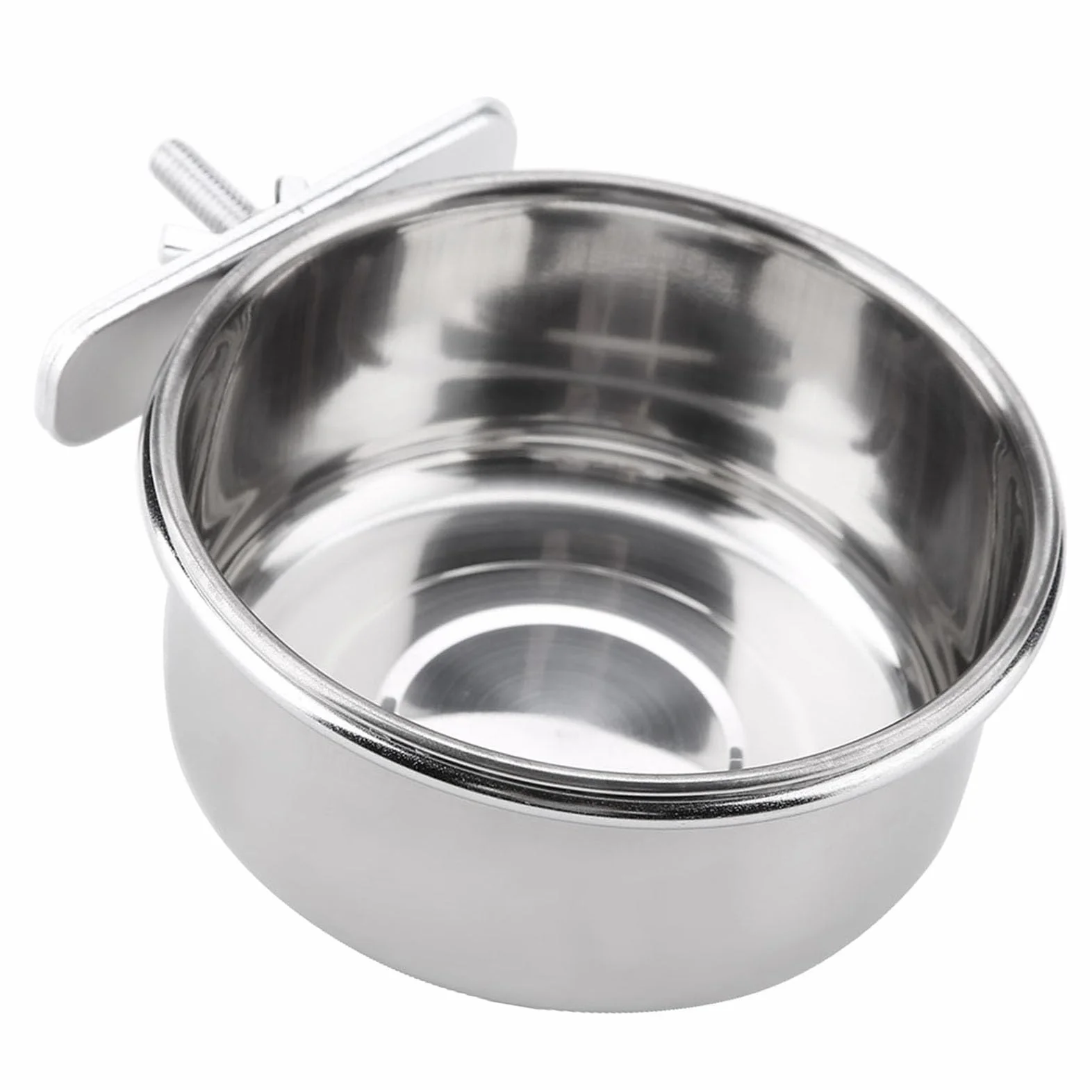 Appendere cibo regolabile acqua cibo ciotola di alimentazione in acciaio inox pappagallo parrocchetto alimentatore gabbia per uccelli accessorio bere tazza(M)