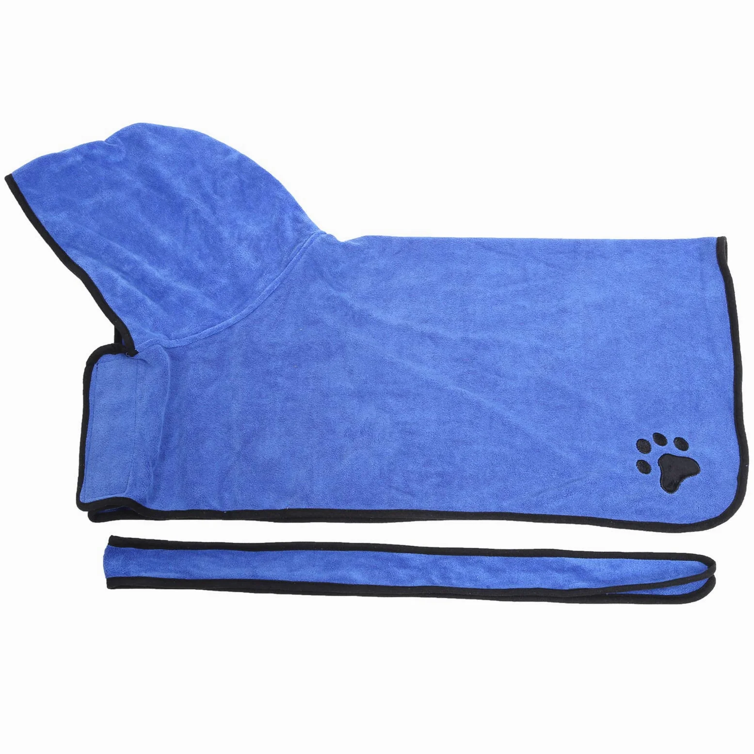 Accappatoio per animali in fibra con cintura, asciugamano per (XL) | Accappatoio per cani con cappuccio, realizzato in tessuto di fibra assorbente, dotato di cintura regolabile e chiusura al