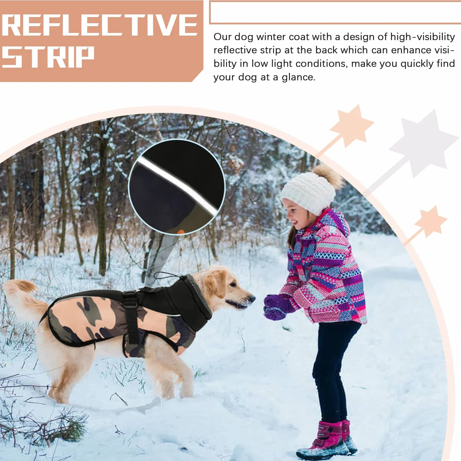 Cappotto per cani impermeabile Giacca invernale calda, Giacca per cani antivento Abbigliamento per cani Completo per cani di taglia piccola di taglia media Con Striscia Riflettente