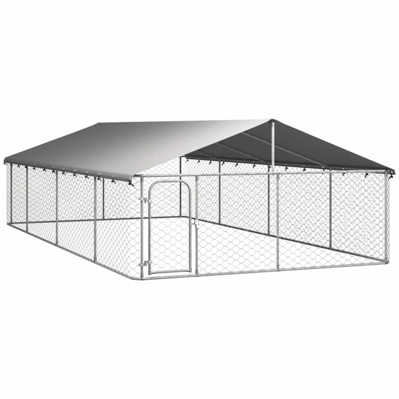 Tidyard Gabbia per Cani da Esterno con Tetto 600x300x150 cm, Gabbia Grande in Acciaio, Recinto per Cani Esterno