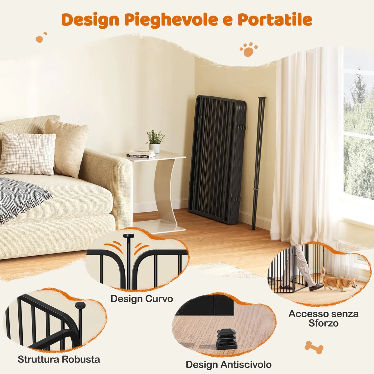 Yaheetech Recinto per Cani Gatti con Porta 18 Pannelli Altezza 100 cm Nero | Recinzione in Rete Metallica, Cuccioli Gatti Conigli Animali Domestici, Interno Esterno Giardino Casa, Salvaspazio