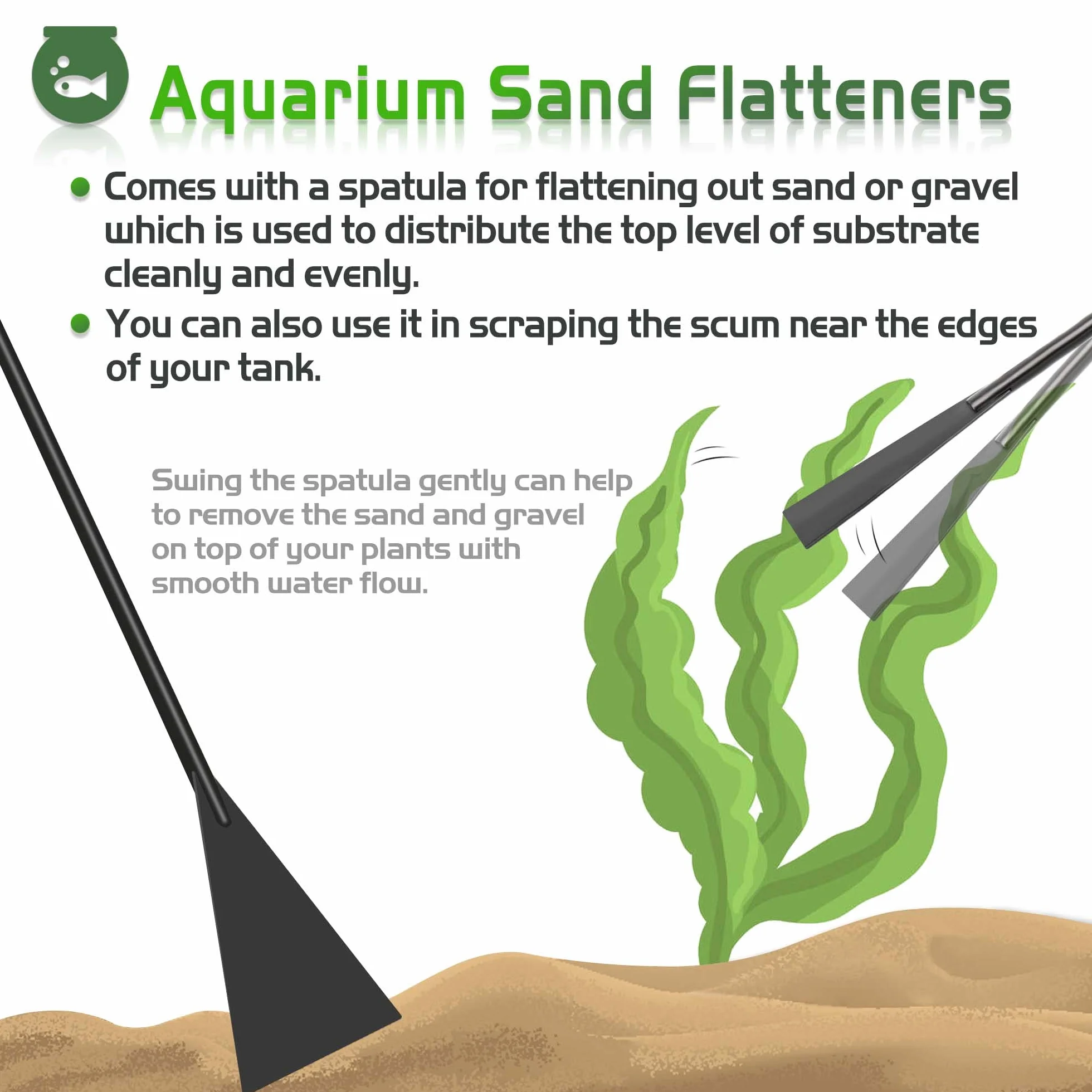 Kit di attrezzi 8 in 1 per aquascaping con ripiano in acrilico, in acciaio nero, perfetto per creare uno splendido paesaggio subacqueo per acquario