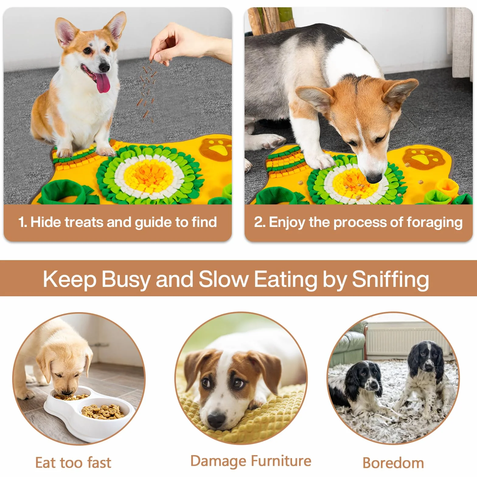 Tappeto Olfattivo Cane,Tappetino Olfattivo Cane,Lavabile Pieghevole Sniffing Fun Mat,Il Tappetino Olfattivo per Cani Che Stimola Il Gioco e l'Addestramento Interattivo.