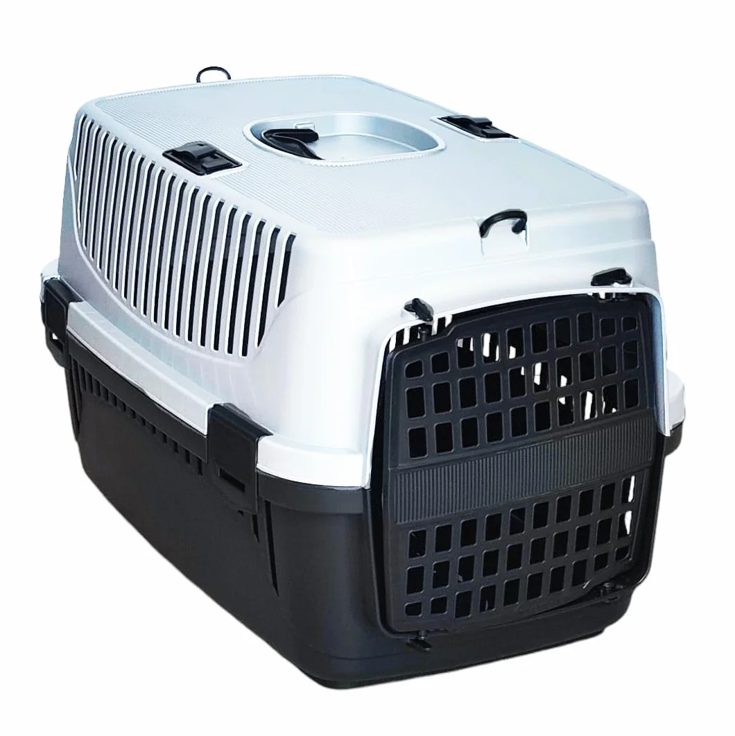 Trasportino Animale Domestico Max 8Kg. Cane Gatto con Porta in Plastica Adatto per Cinture Sicurezza Auto Ganci per Tracolla 55x36x35 cm
