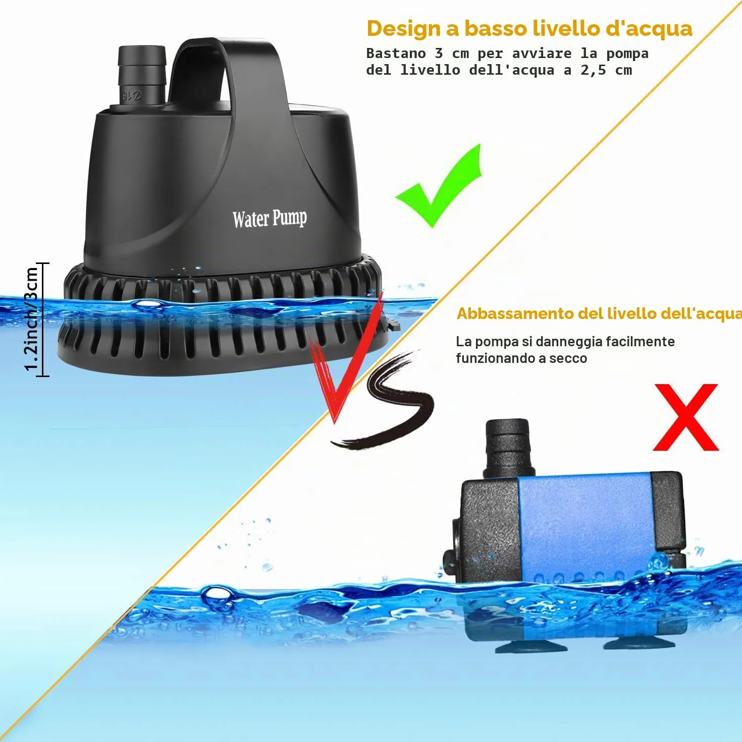 NO.17 Pompa ad Acqua Sommergibile 20W, 1200 L/H Pompa per acquario Pompa per stagno ultra-silenziosa subacquea per stagno, acquario con fontana da giardino