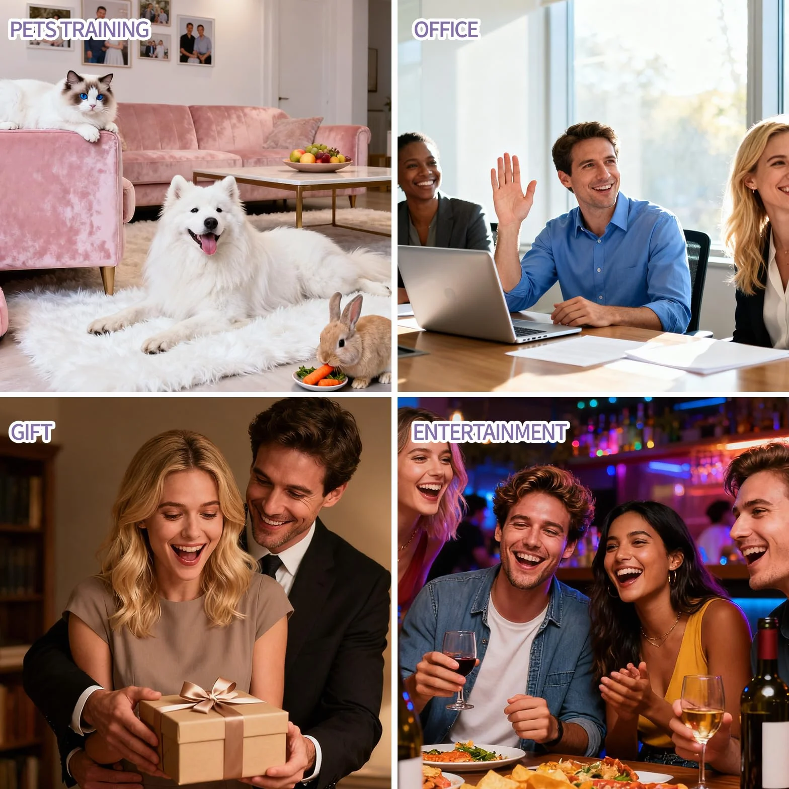 Pulsanti per Cani Parlare, Registrabili con Suono 30 Secondi, Buzzer Button, Pulsante per l'addestramento del Cane, per Animali Domestici Comunicazione e Addestramento, Confezione da 4