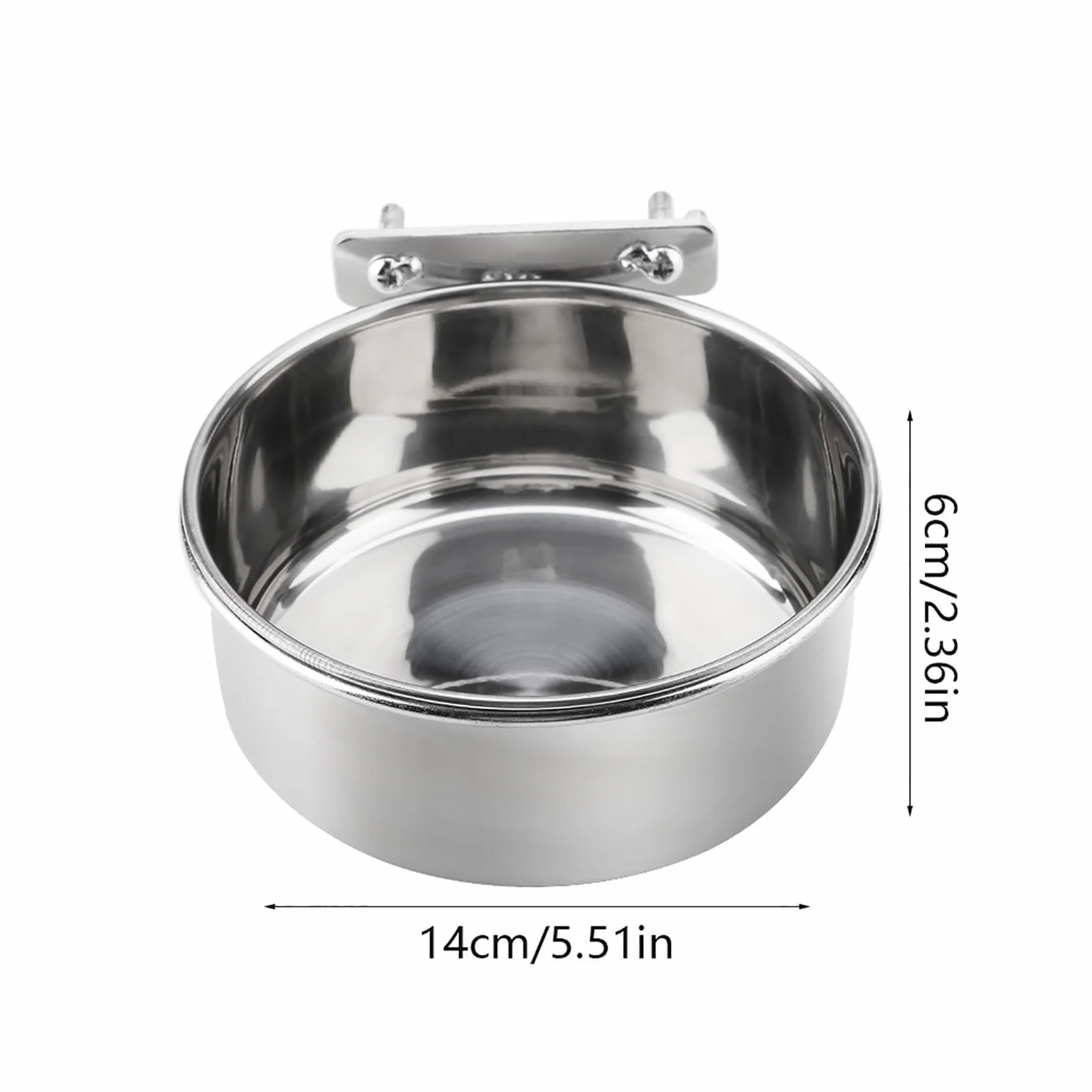 Appendere cibo regolabile acqua cibo ciotola di alimentazione in acciaio inox pappagallo parrocchetto alimentatore gabbia per uccelli accessorio bere tazza(L)