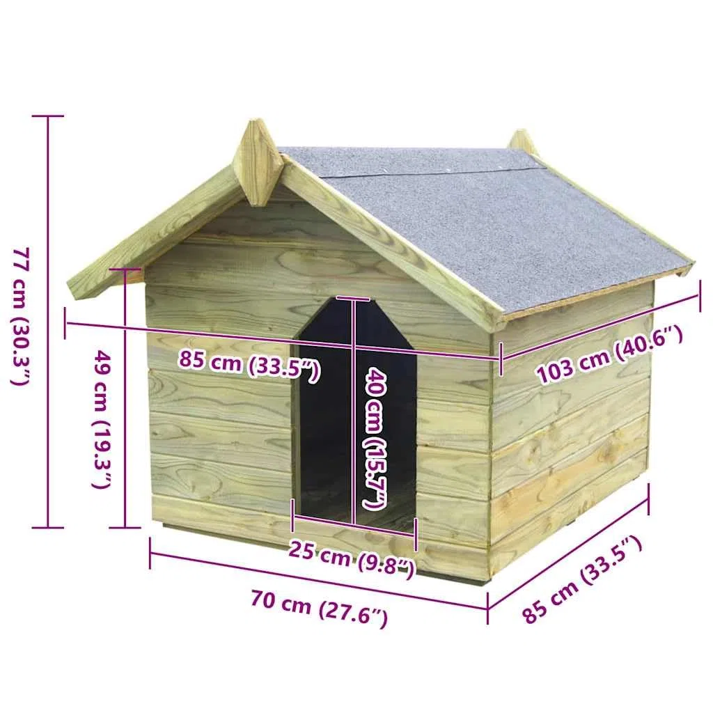Cuccia per cani in legno di pino impregnato con tetto in carta catrame, apribile per la pulizia e la ventilazione, resistente alle intemperie e alla muffa, facile da montare