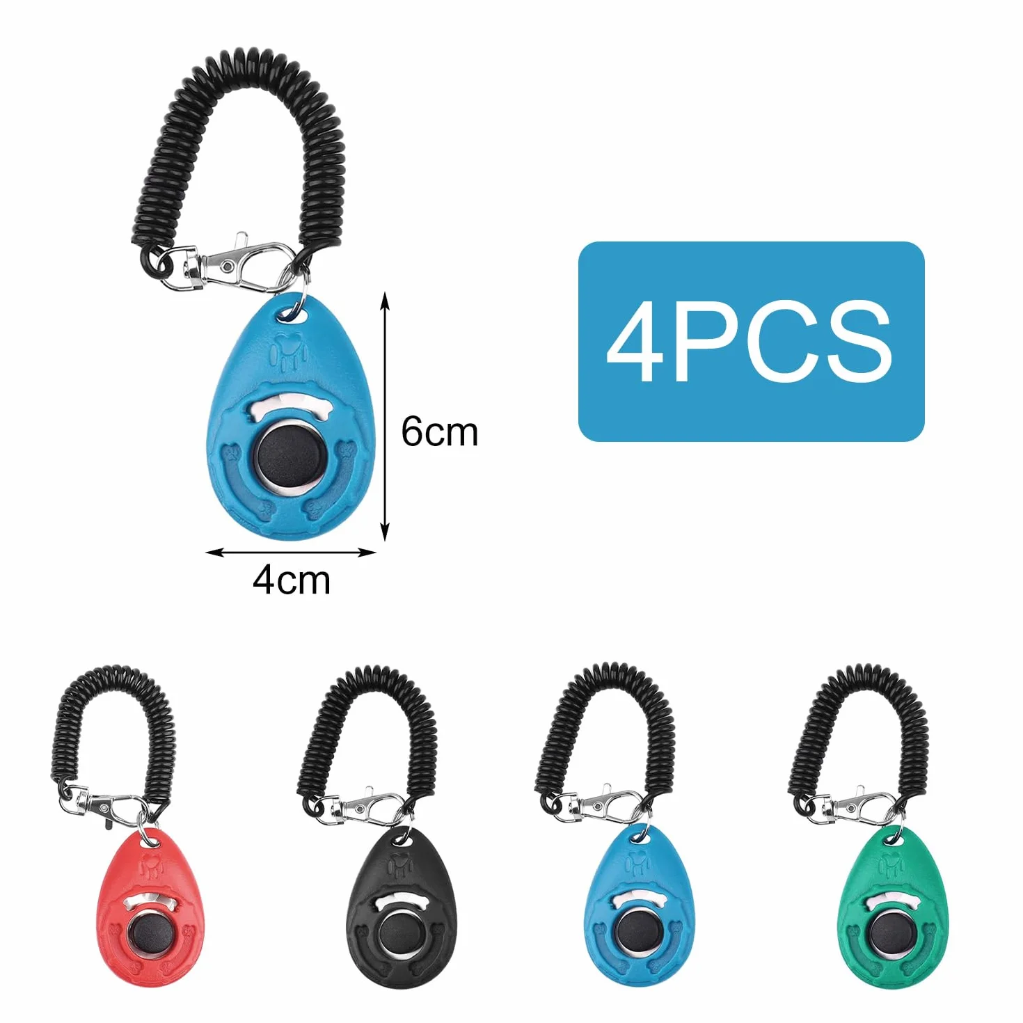 4 PCS Clicker per Cani,Clicker Addestramento Cani Formazione Clicker con Cinturino da Polso per Cane,Gatto,Cavallo (Rosso & Nero & Azzurro & Ciano)