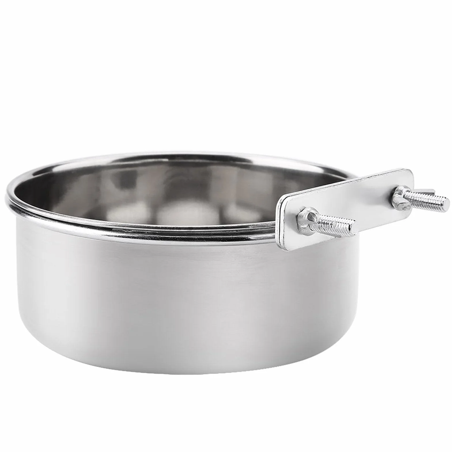 Appendere cibo regolabile acqua cibo ciotola di alimentazione in acciaio inox pappagallo parrocchetto alimentatore gabbia per uccelli accessorio bere tazza(L)