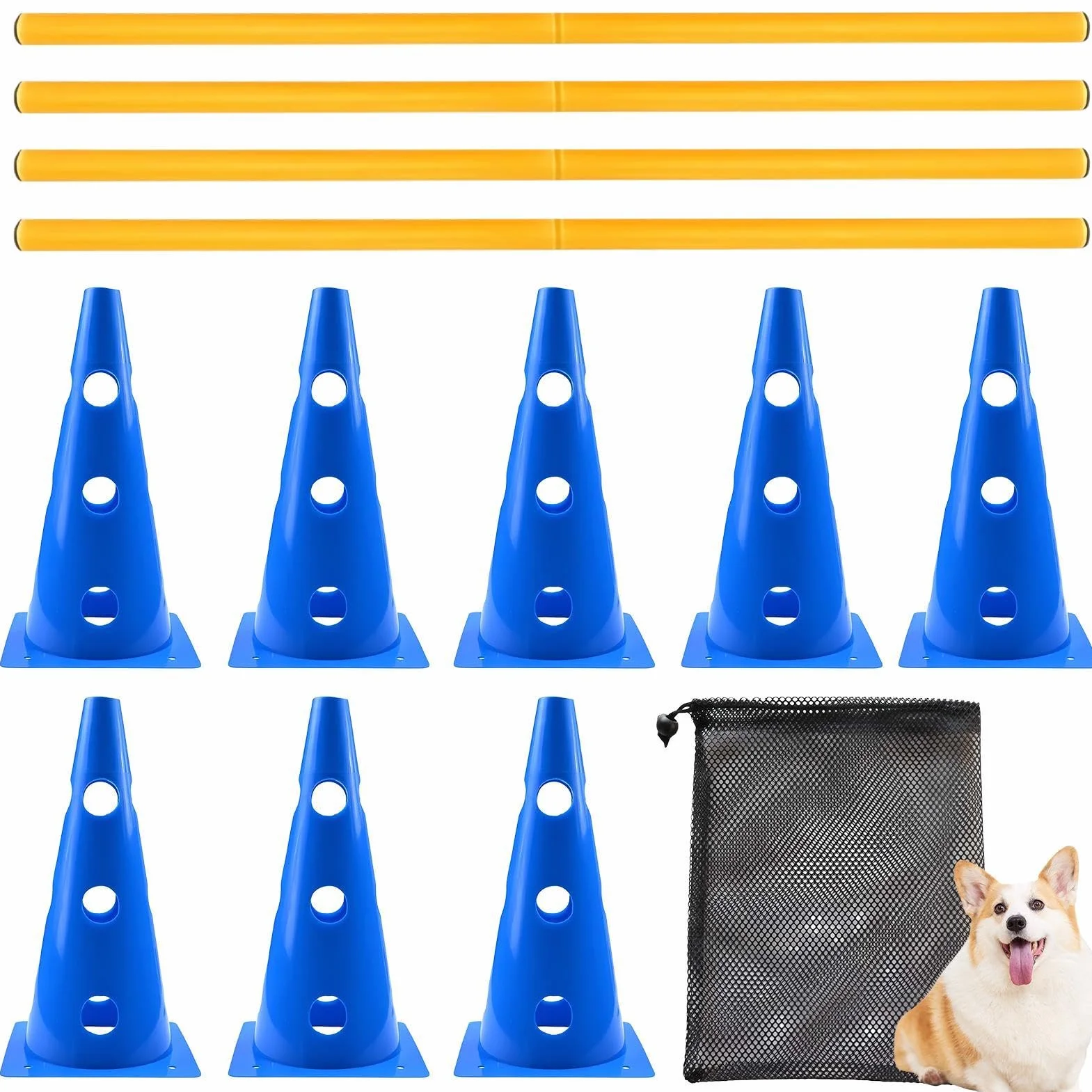 Generico Ostacoli per Salto Cani - Set Gioco Interattivo Addestramento Cinofilo | Percorso Agility con Regolabili per Cani | per Cuccioli E Taglia Piccola Media Grande da Giardino E