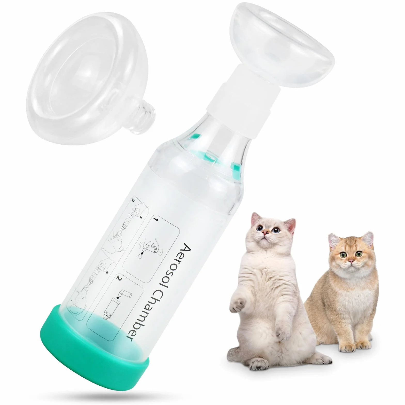 Supporto per inalatore manuale per gatti con 2 maschere per gatti aiuta a respirare e nella somministrazione di medicinali