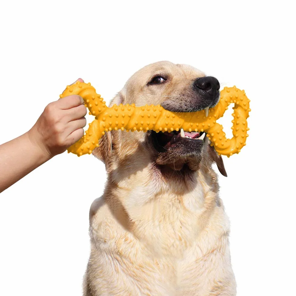 atopo Giocattoli da masticare per cani, resistenti, 33 cm, a forma di osso, giocattolo da masticare con design convesso, forte giocattolo per masticatori aggressivi, cani di taglia media e grande per