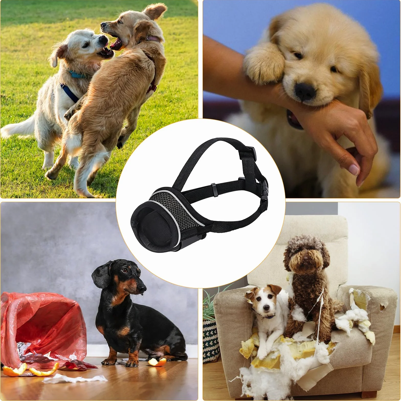 Museruola Per Cane in Nylon,Museruola Traspirante per Cani,Dog Muzzle Regolabile Cane,Traspirante Museruole per Cani in Rete,Prevenire Morsi Masticare e le Ingestioni Sostanze Nocive (XL)