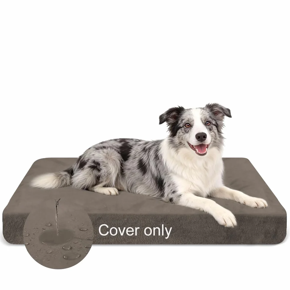 DUJUIKE 100% Copriletto Impermeabile per Cani, coprimaterasso in Velluto per Cani, copriletto in Morbida Peluche, copriletto di Lavabile e Rimovibile per Animali Domestici, con Elastico (caffè,S)