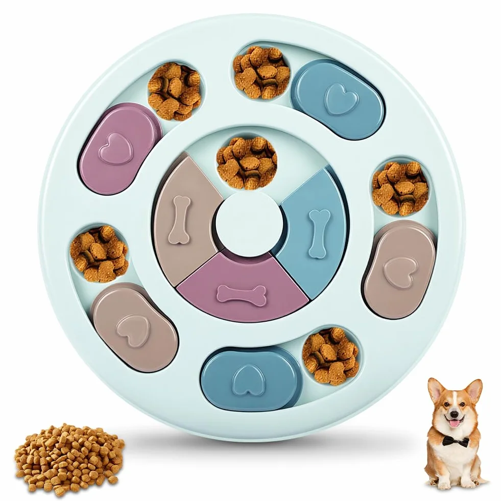Giocattoli di Intelligenza per Cani, Treat Dispenser Giocattolo Interattivo, Puzzle Antiscivolo per Cani, Lavabile, Sicurezza, Giocattolo intelligenza per Cani, Cuccioli e Gatti, Blu