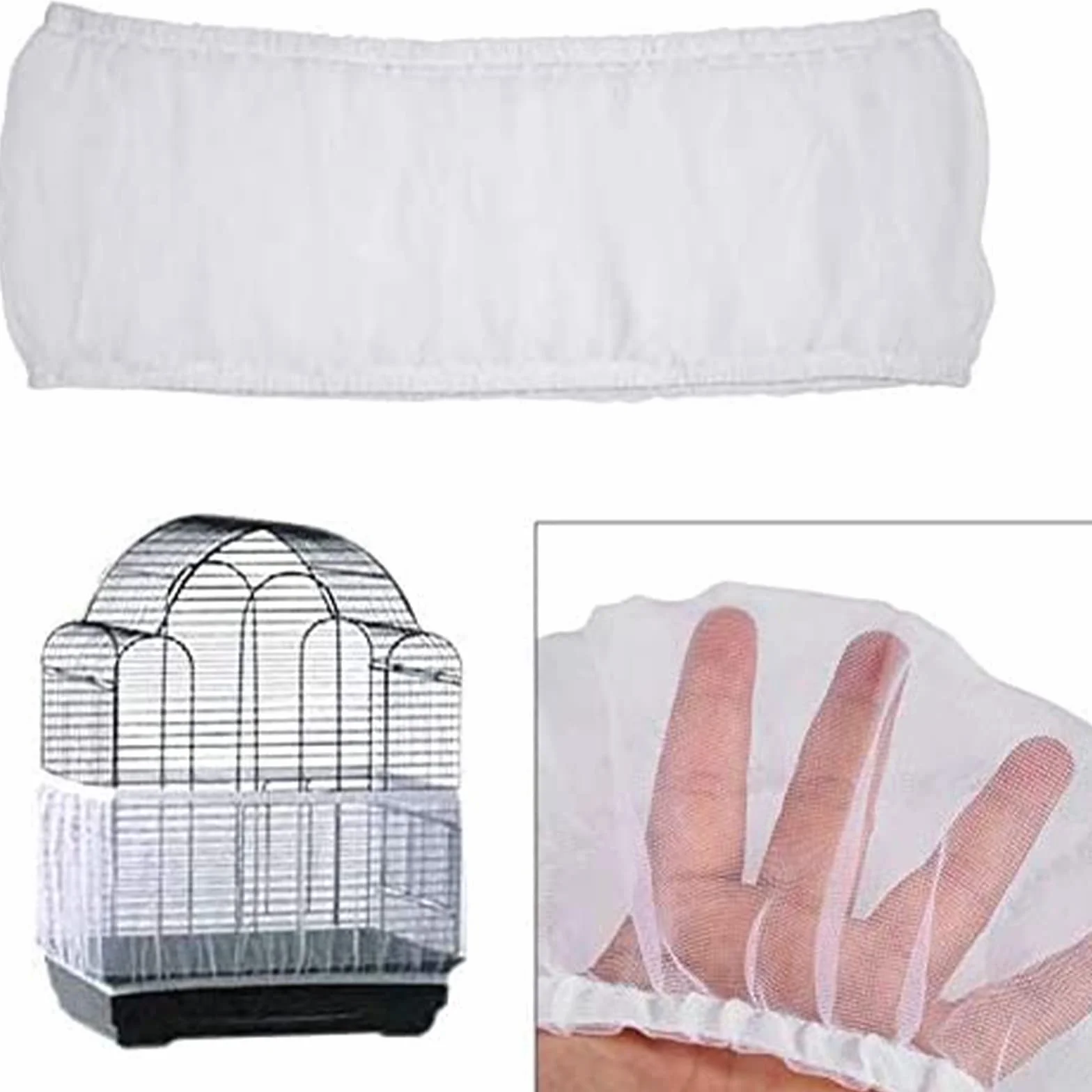Kiuiom Gonna Gabbia per Uccelli,Rete Gabbia Uccelli,Copertura per Gabbia per Uccelli,Bird Cage Seed Catcher per Uccelli Pappagalli Ventilata Antipolvere Circonferenza Regolabile 88-166c