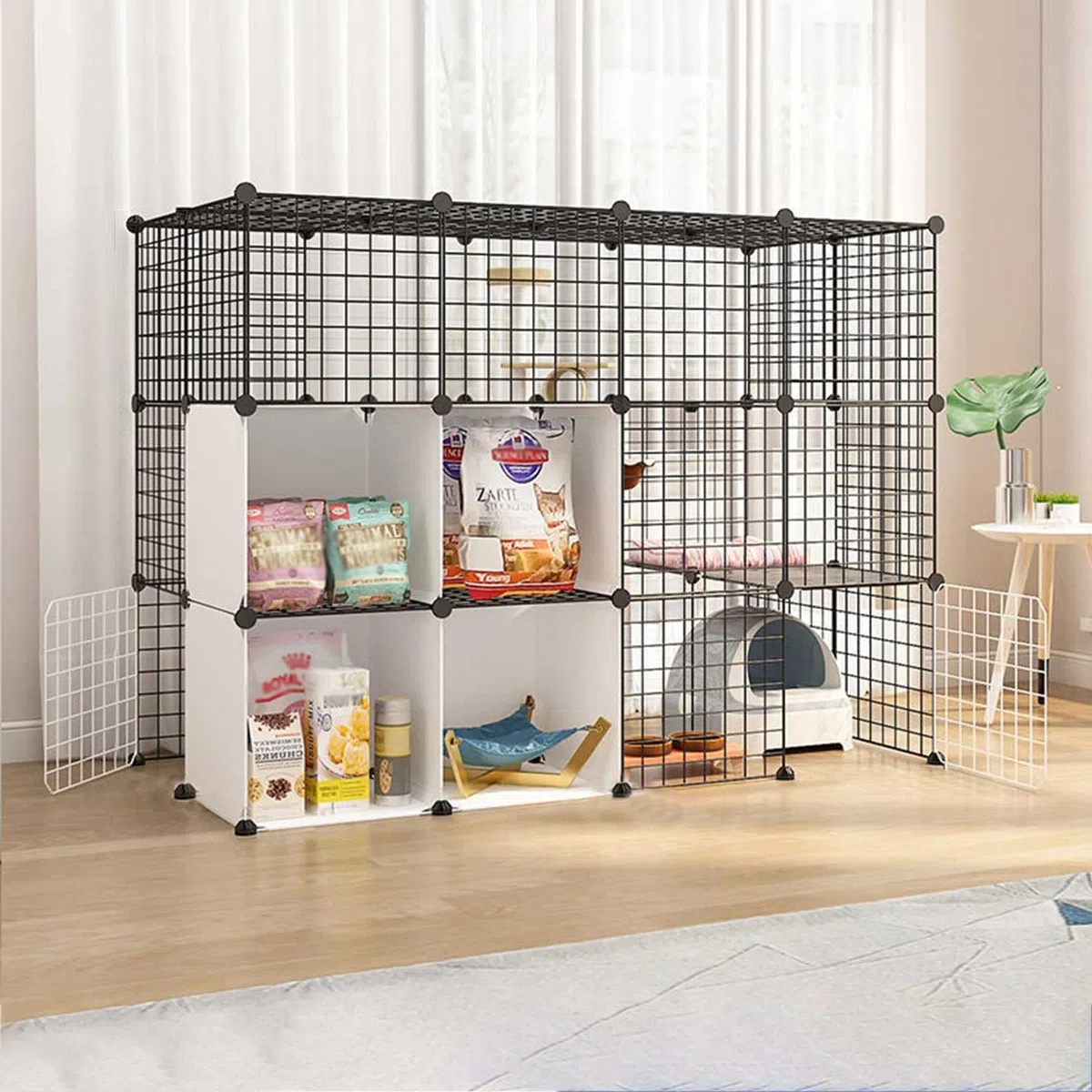 Gabbia per Gatti di Grandi Dimensioni - Recinto Staccabile in Filo Metallico per Uso Interno, Ideale per 1-4 Gatti, Ampio Spazio per l'esercizio