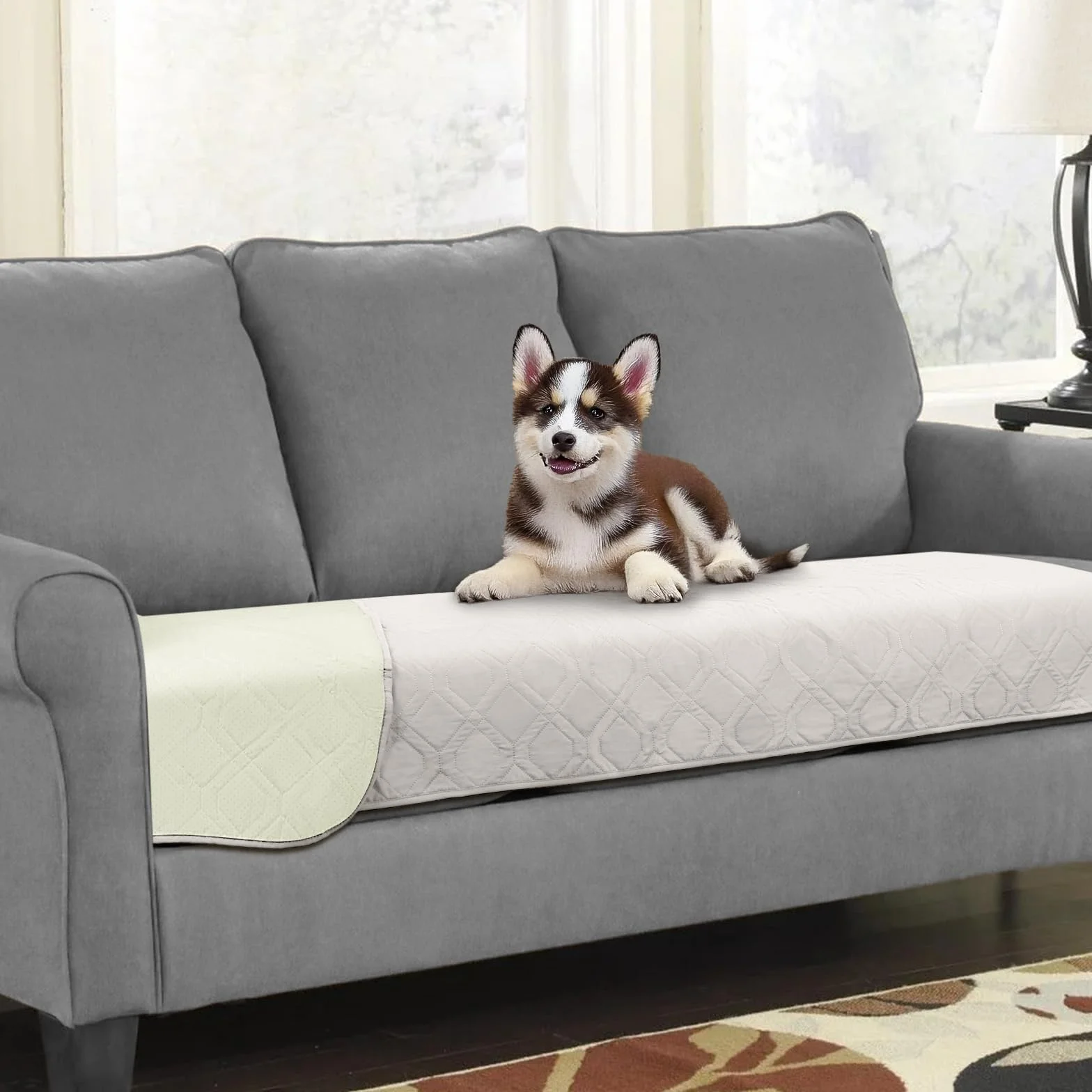 Copridivano impermeabile antiscivolo 76x190cm Crema per cani gatti