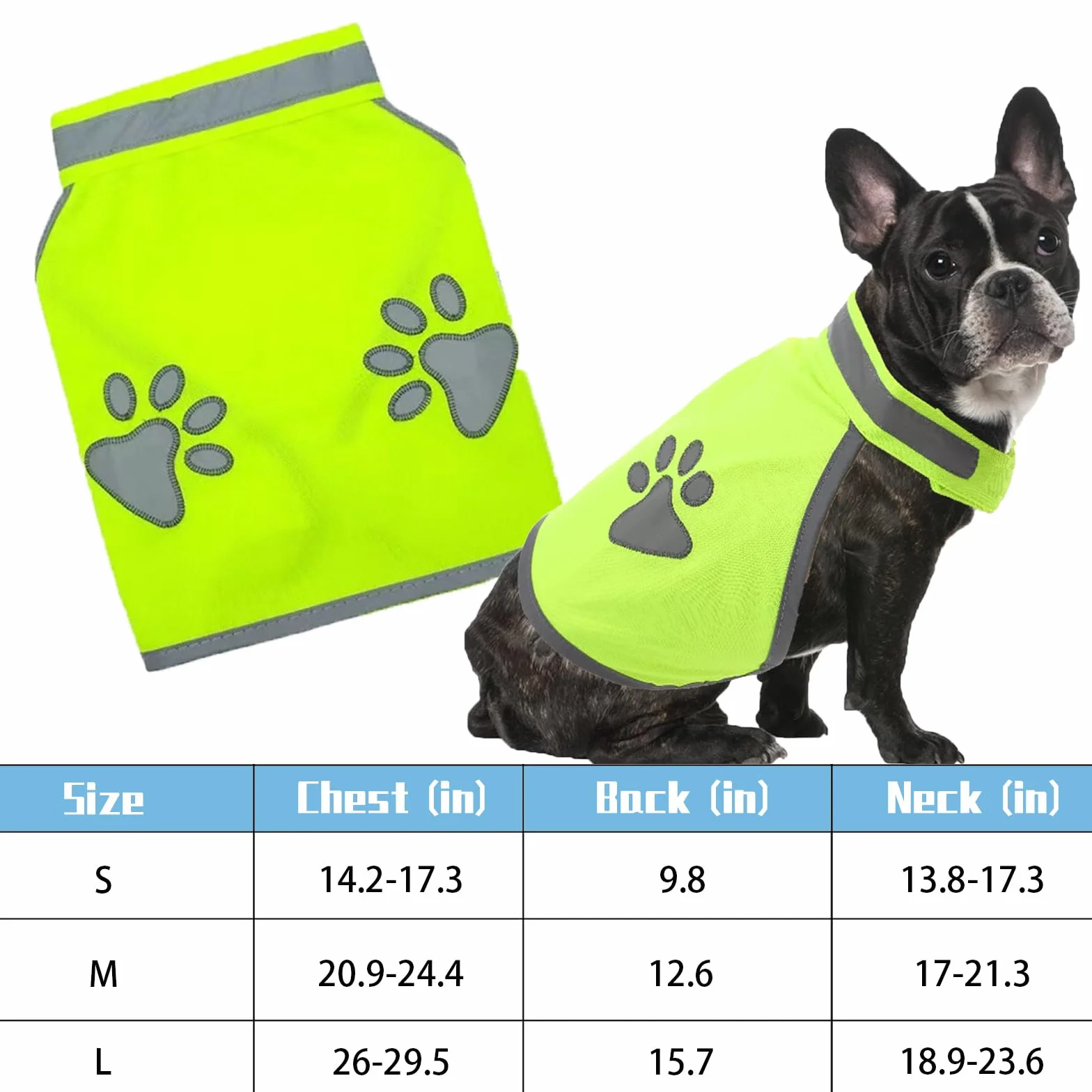 Gilet di Sicurezza Riflettente per Cani Giubbotto Riflettente Giubbotto di Sicurezza per Escursioni Notte All'aperto, Passeggiate, con Stampa Zampa al Sicuro da Auto e Caccia Incidenti (L)