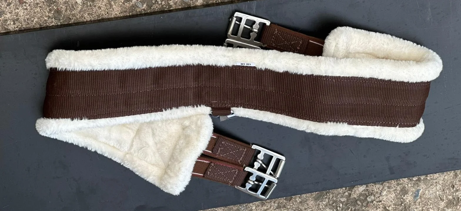 Sottopancia SUPER MORBIDO IN PELLICCIA SINTETICA DI VISONE/TEDDY CON AMBOSI LATI ELASTICI (135 cm, Marrone/Bianco)