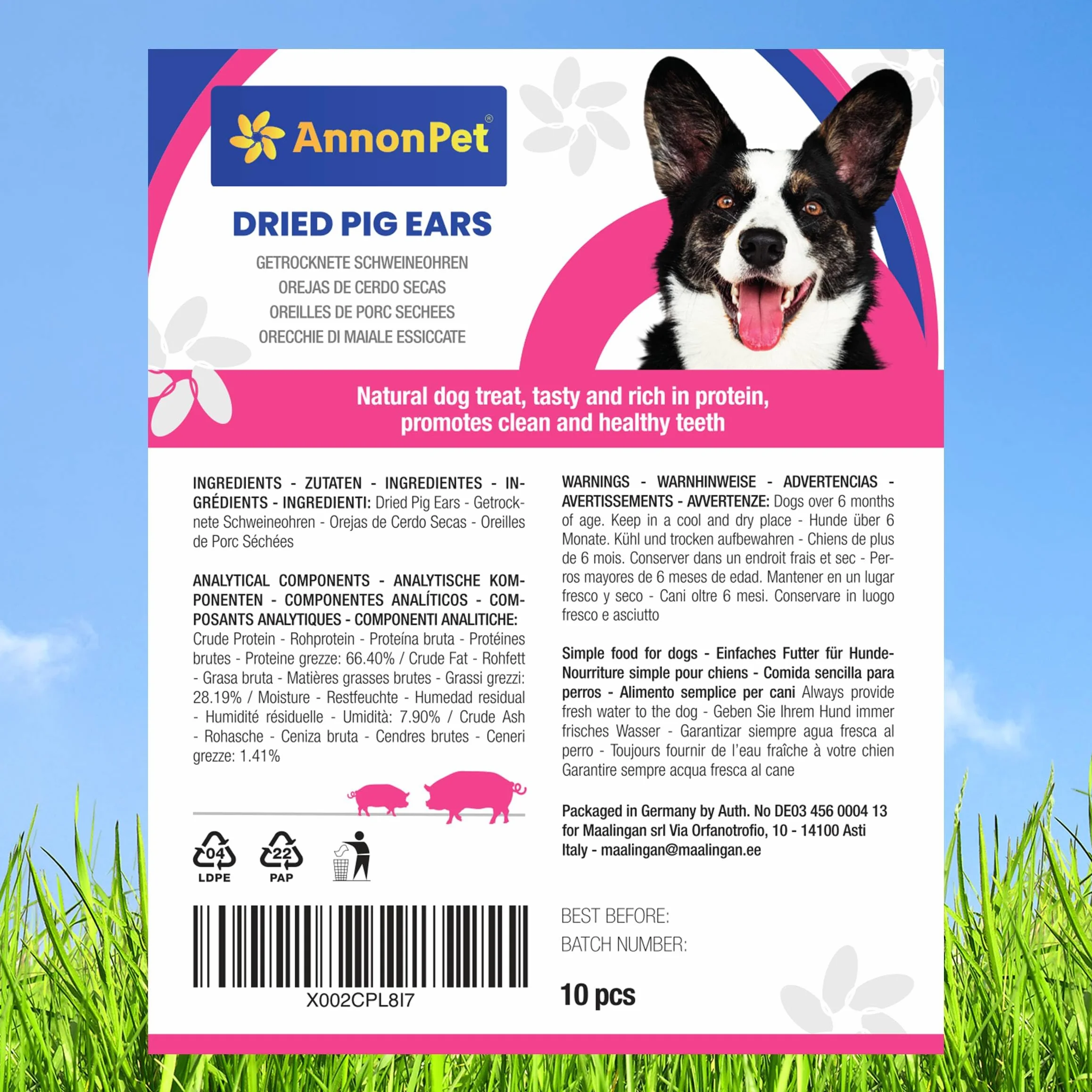 Orecchie di Maiale Essiccate per Cani – 10 Pezzi Naturali – Snack Masticativo Naturale e Gustoso – Ricco di Proteine – Senza Additivi – Ideali per Tutte le Taglie