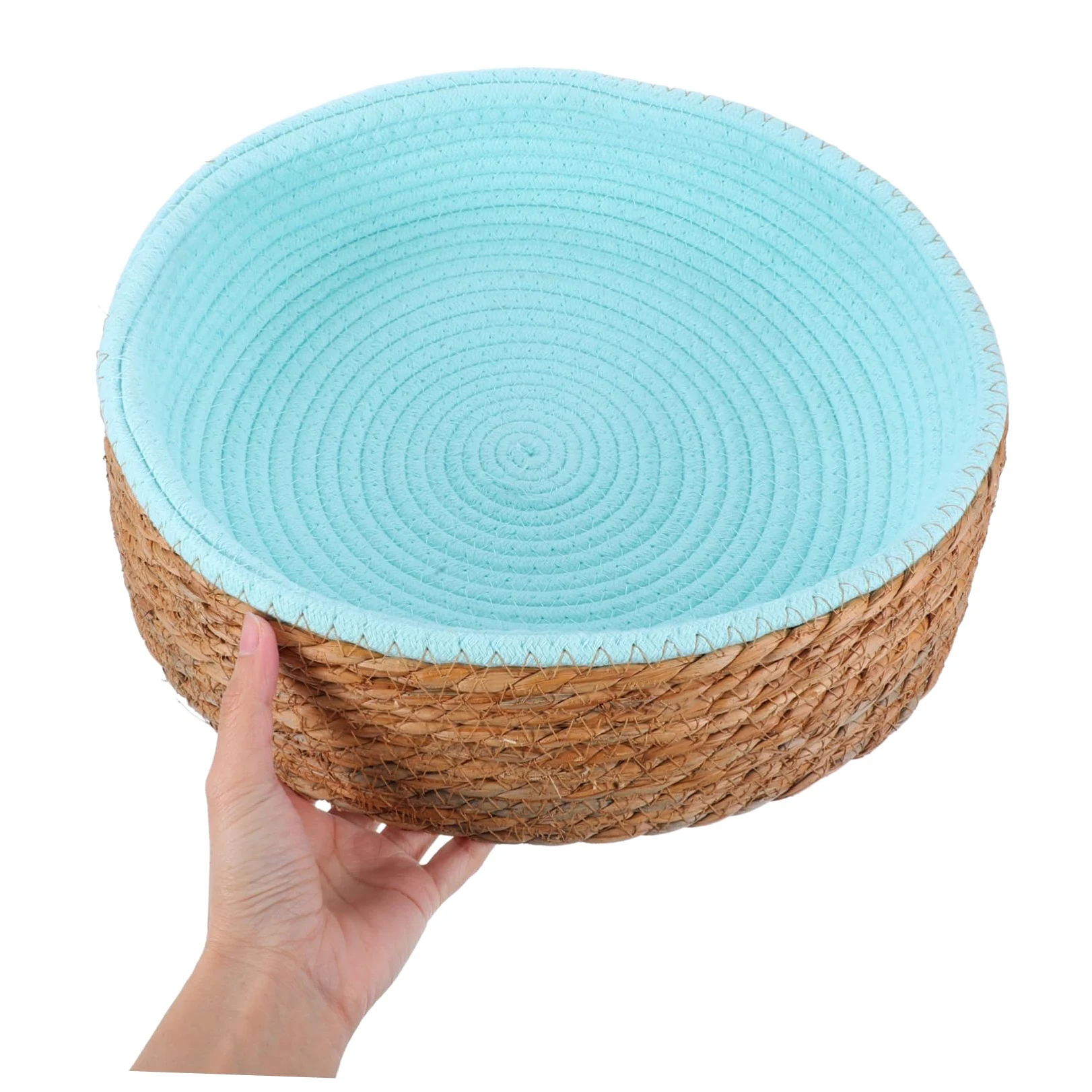 Happyyami Cuccia Intrecciata Rotonda per Animali in Vimini, Traspirante | Lavabile, Forma Tonda, Fibra Vegetale, per Cane e Gatto, Uso Domestico, Struttura Intrecciata Naturale
