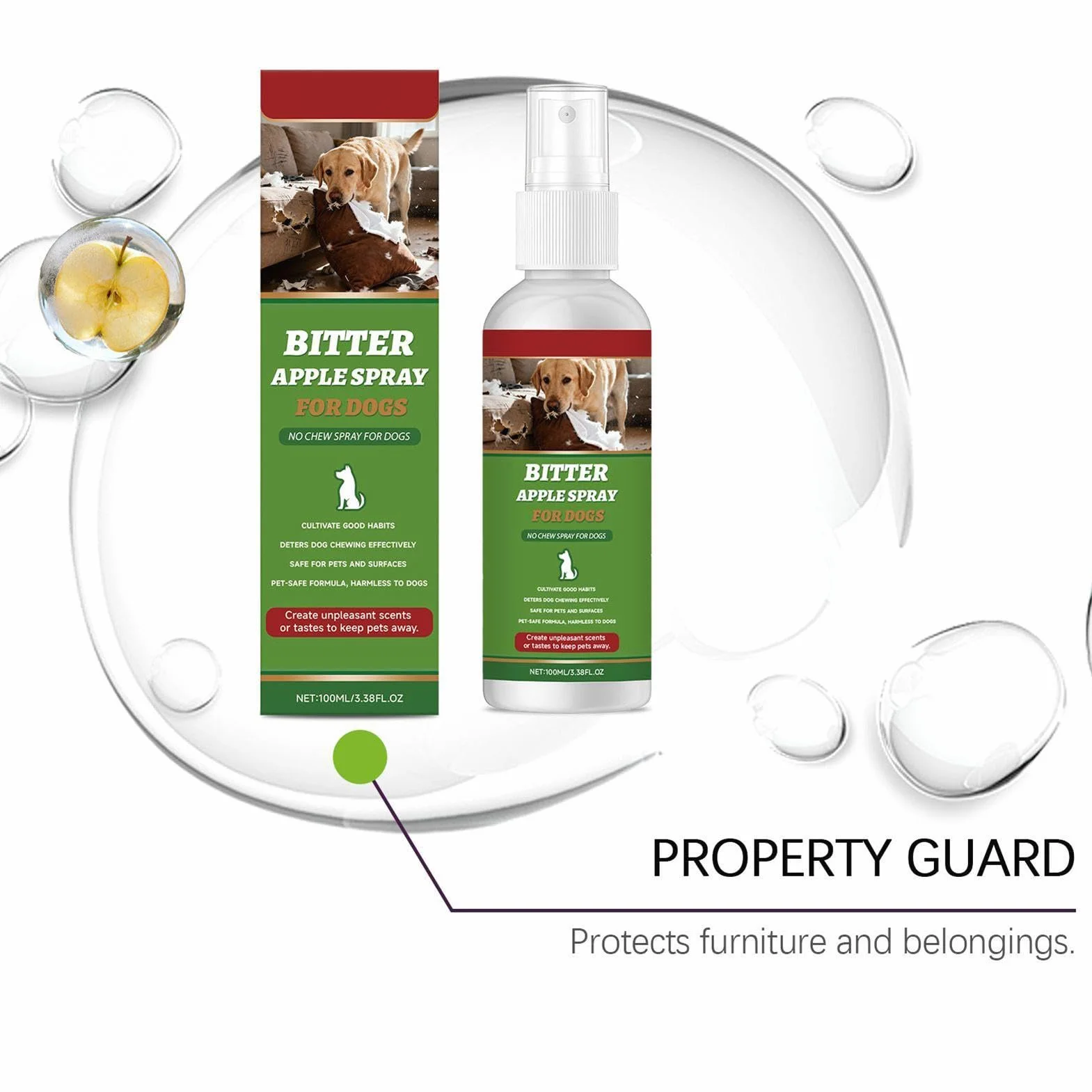 Generico Dog Anti Chew Spray - 100ml Bitter Training Solution, Behavior Correction Spray for Puppies And Dogs, Protect Furniture Carpet Plants Trash Areas Indoor Outdoor Use