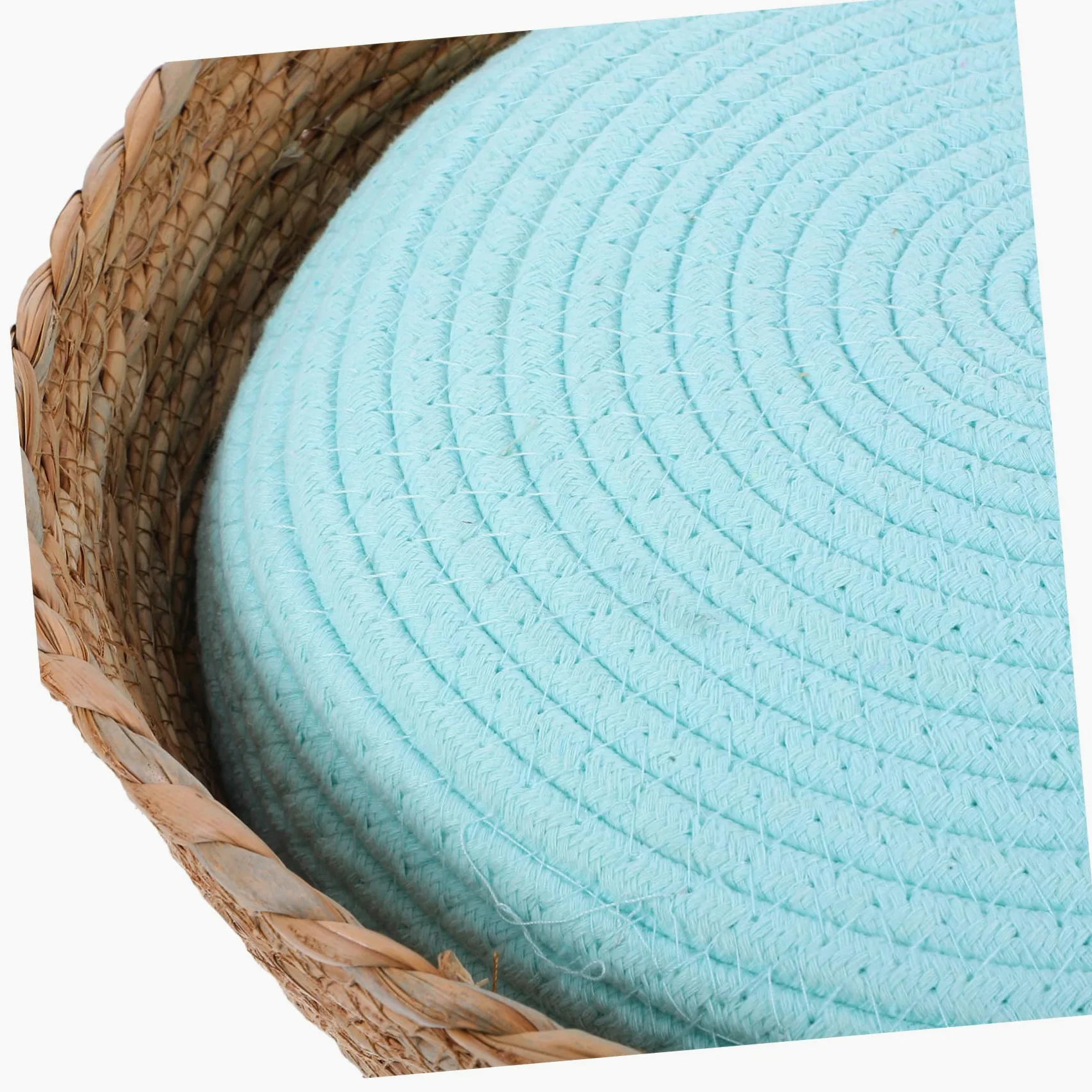 Happyyami Cuccia Intrecciata Rotonda per Animali in Vimini, Traspirante | Lavabile, Forma Tonda, Fibra Vegetale, per Cane e Gatto, Uso Domestico, Struttura Intrecciata Naturale