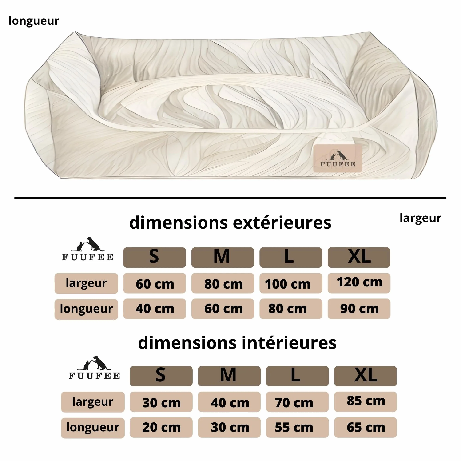 Divano Chic: cuccia per animali di lusso | ecopelle impermeabile, rivestimento rimovibile | taglie S, M, L | Perfetto per cani e gatti (fumoso, L (100 x 80 cm)