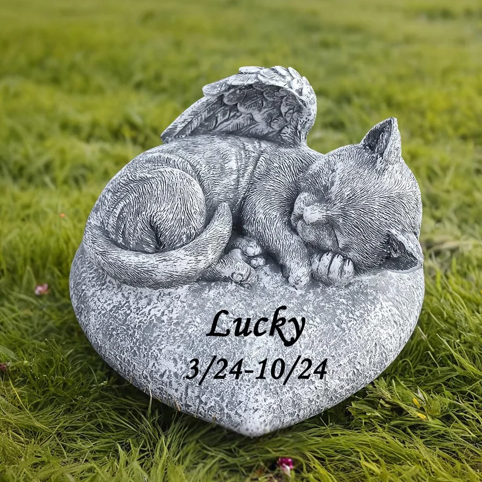 Personalizowana Statua Angelo Gatto Memoriale Giardino Regalo Simpatia