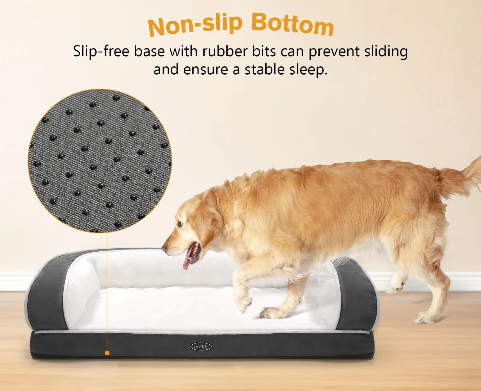 Pecute Cane gatto sfoderabile (M 76 × 46 × 18 cm), disponibile in tutte le stagioni, cuscino cane ortopedico | in schiuma per cassa per uova, letto per cane | con 3 supporti laterali, divani per cani