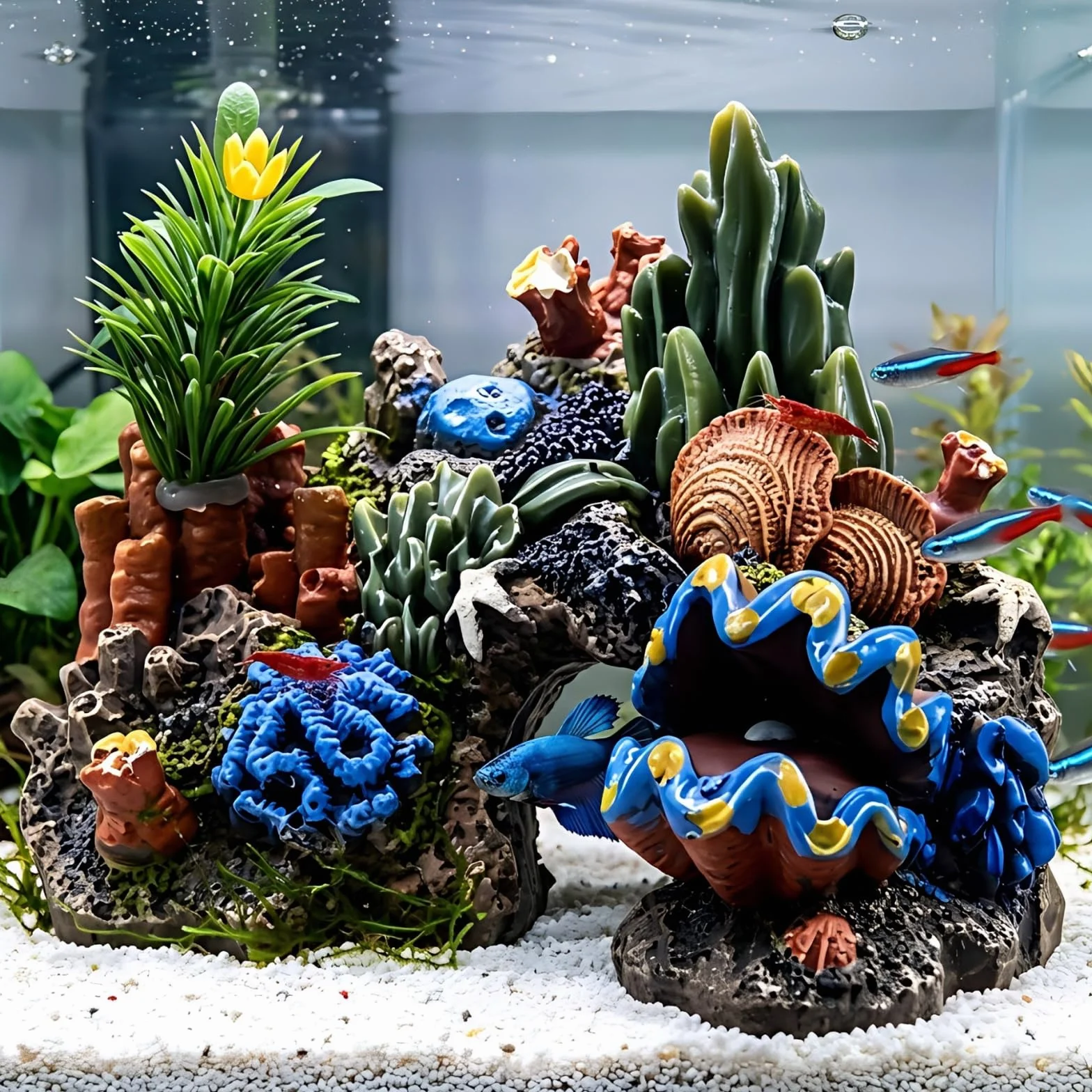 Decorazione per Acquario in Resina, Grotta Di Corallo Artificiale, Ornamentale Barriera Corallina, Decorazione Acquatica per Pesci, Per Salamoia Acqua Dolce
