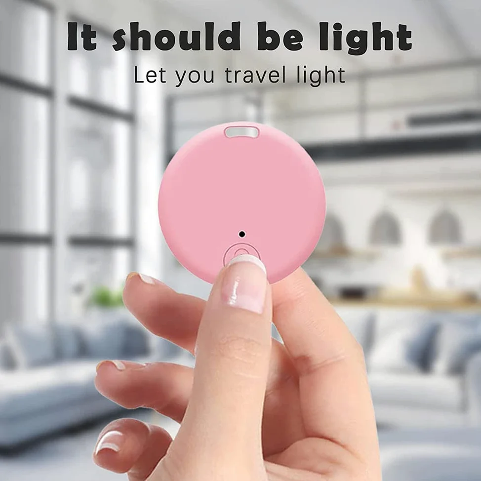 Localizzatore GPS portatile Bluetooth 5.0 con anello a strappo, dispositivo anti-perdita intelligente, dispositivo impermeabile, localizzatore di animali domestici per cani, gatti, portafogli,Rosa