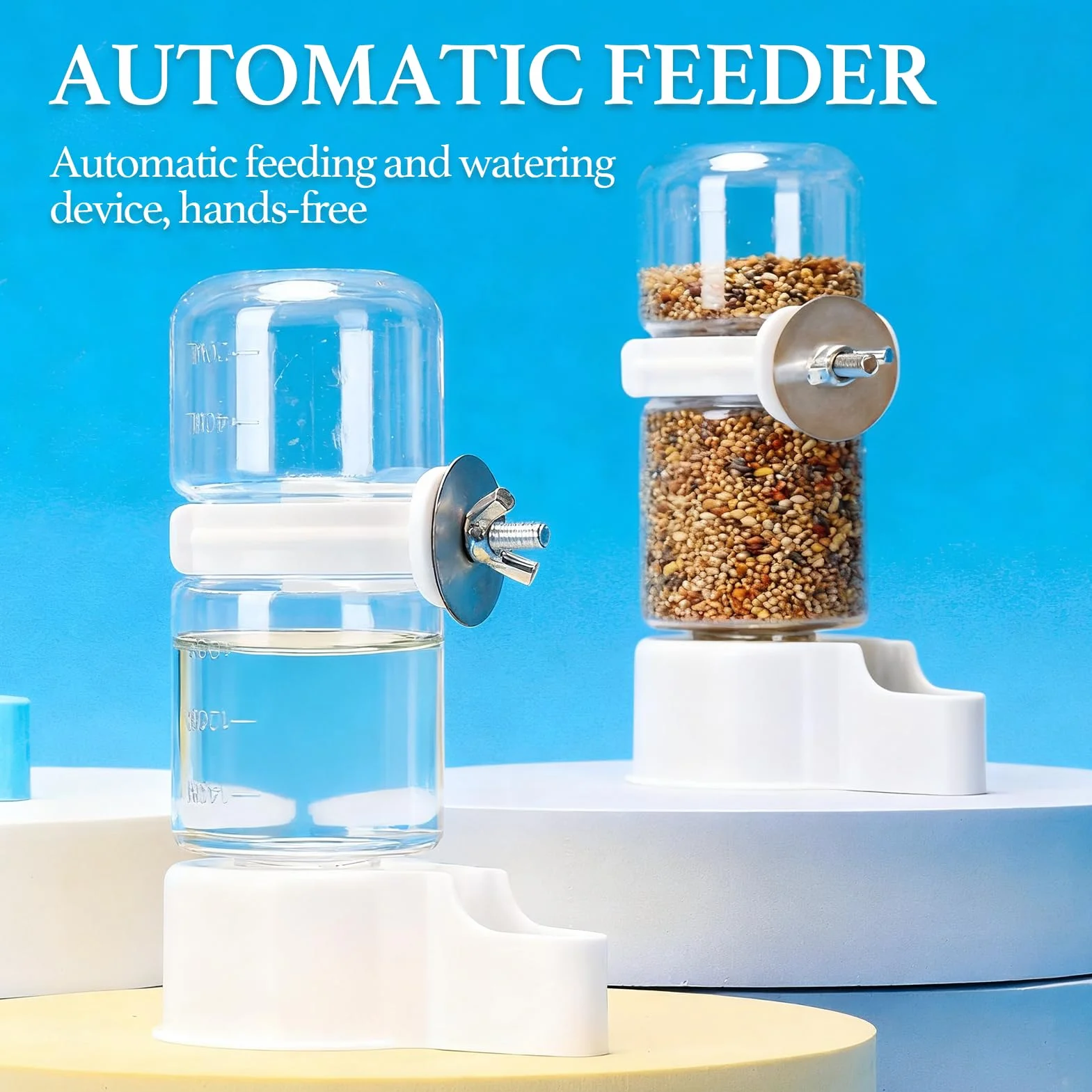 2 PCS Distributore Acqua Uccelli E Mangiatoia per Uccelli Automatica, Dispenser Acqua Cibo per Uccelli Con Fissaggio Gabbia, Uccelli Alimentatore Automatico per Pappagalli e Piccioni