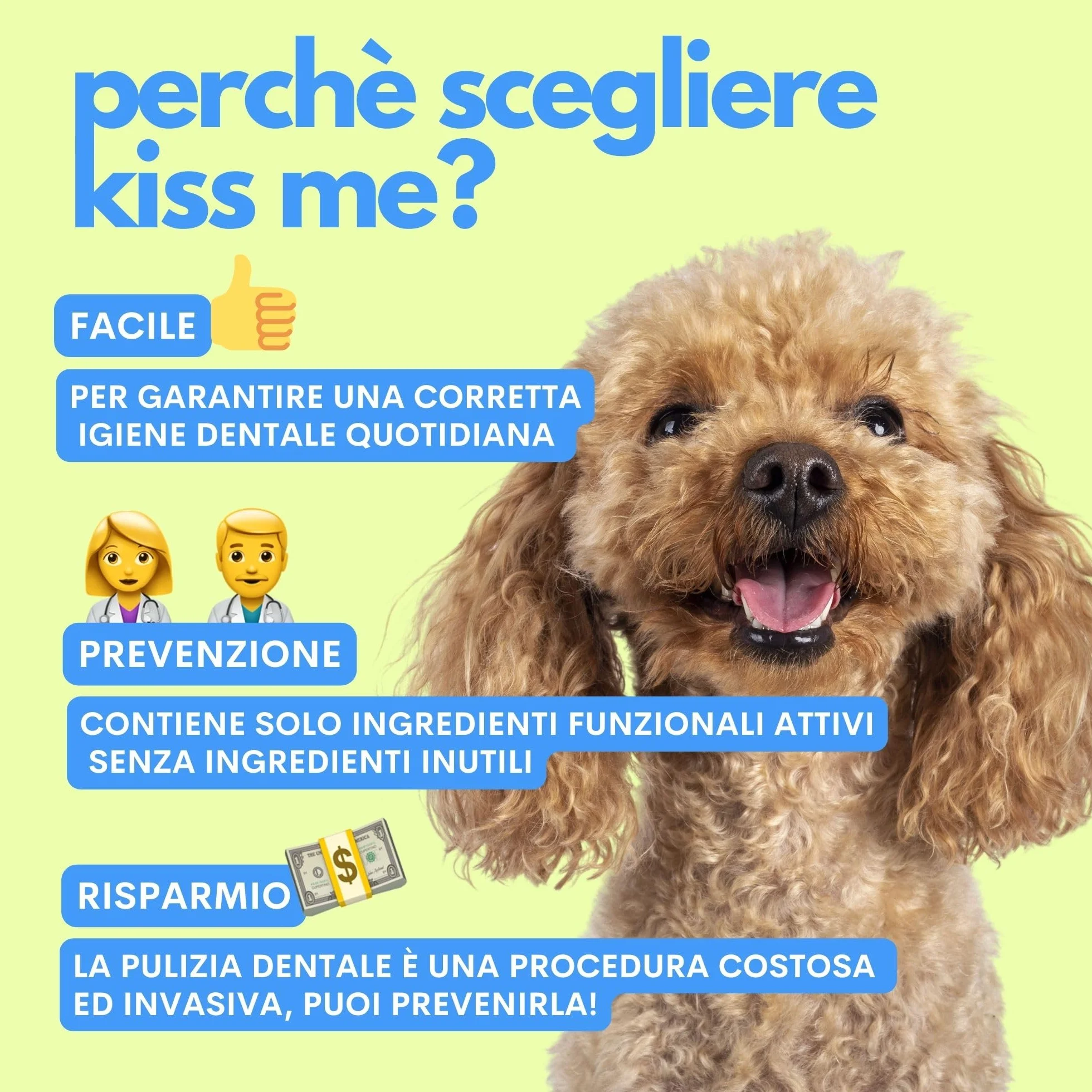 JAMPY Kiss Me Dentifricio Spray Per Cani 100 ml Anti-Alitosi Tartaro Placca