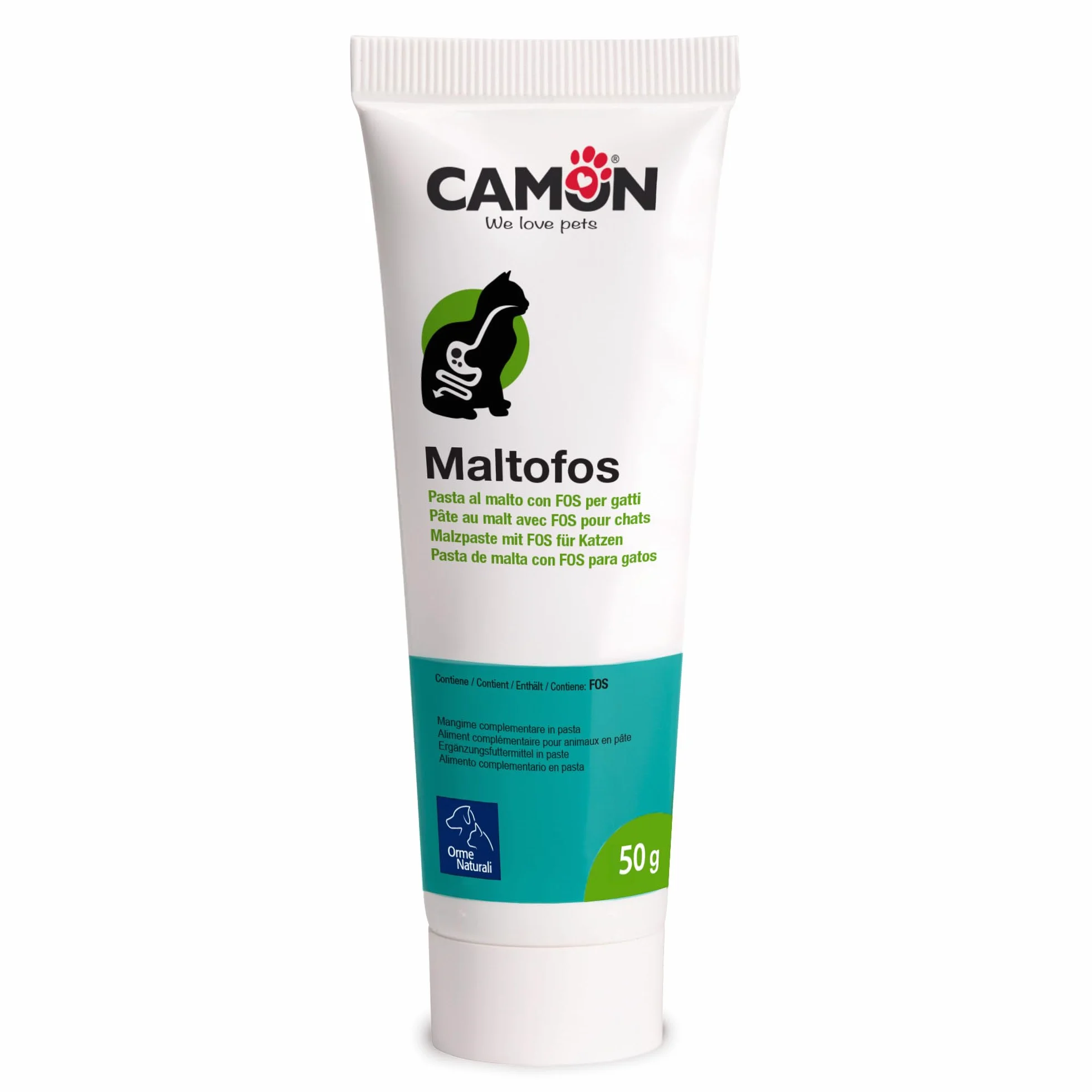 CAMON | Malto Fos, Alimento Complementare in Pasta, 50g, Supporto per Transito Intestinale e Boli di Pelo, per Gatti, Cani, Conigli e Furetti