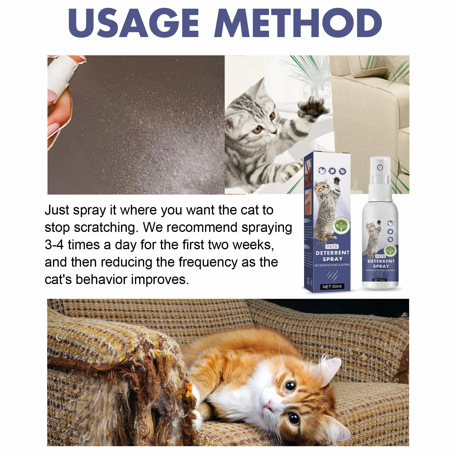 Spray AntiGraffio per Gatti,Gatto Anti Scratch Spray,Spray Anti-Masticazione,Spray AntiGraffio Gatti Divano,Gatti Cani Spray Amaro,Naturale Efficace Cane Anti Scratch Spray
