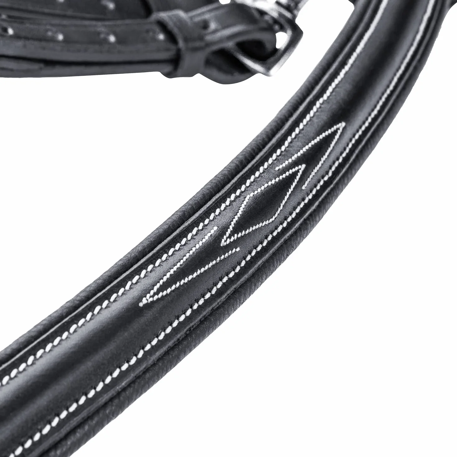 SUNRIDE Pettorale cavallo in pelle con martingala (Windsor) – attacco a 3-punti – forchetta martingala rimovibile – inserti elastici – regolabile (Cob, nero)