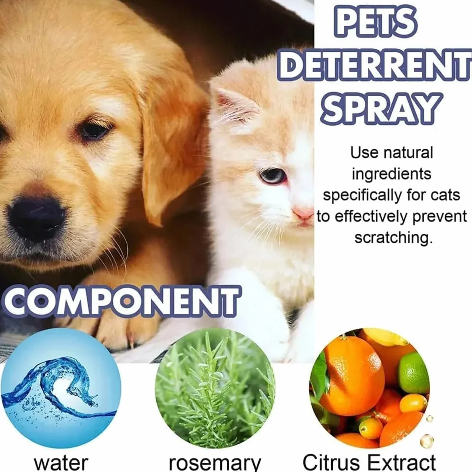 Spray repellente per gatti agli agrumi, antigraffio per mobili, per interni ed esterni, ad azione rapida, per l'addestramento comportamentale e la protezione dei mobili