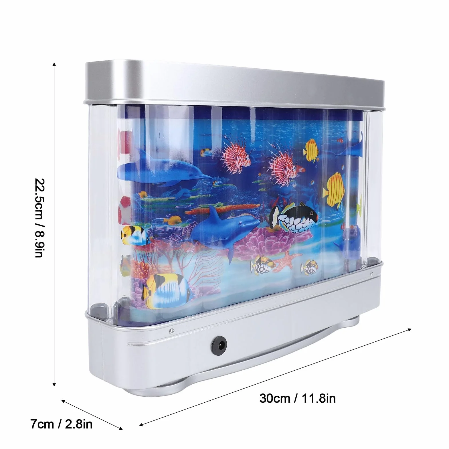 Acquario artificiale per pesci finti, 5V Mini acquario artificiale decorativo con pesci tropicali in movimento lampada multifunzionale con spina mobile per camera da letto e ufficio