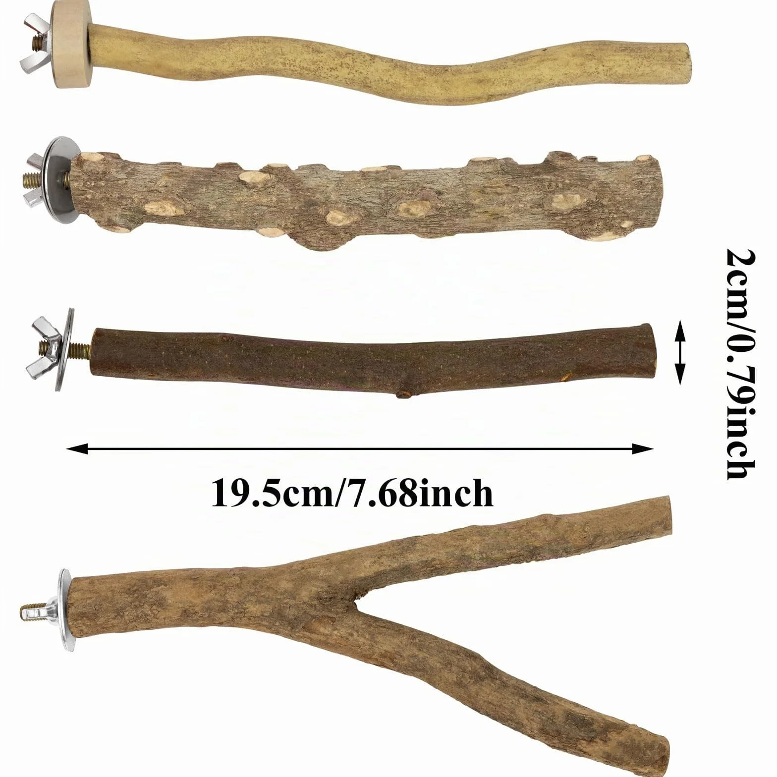 4 Pz Posatoi per Uccelli, Posatoi in Legno, Ramo D'uva Naturale Giocattolo per Pappagalli per Uccelli, Trespolo Posatoio Supporti per Uccelli in Legno Naturale per Piccolo Medi Pappagalli