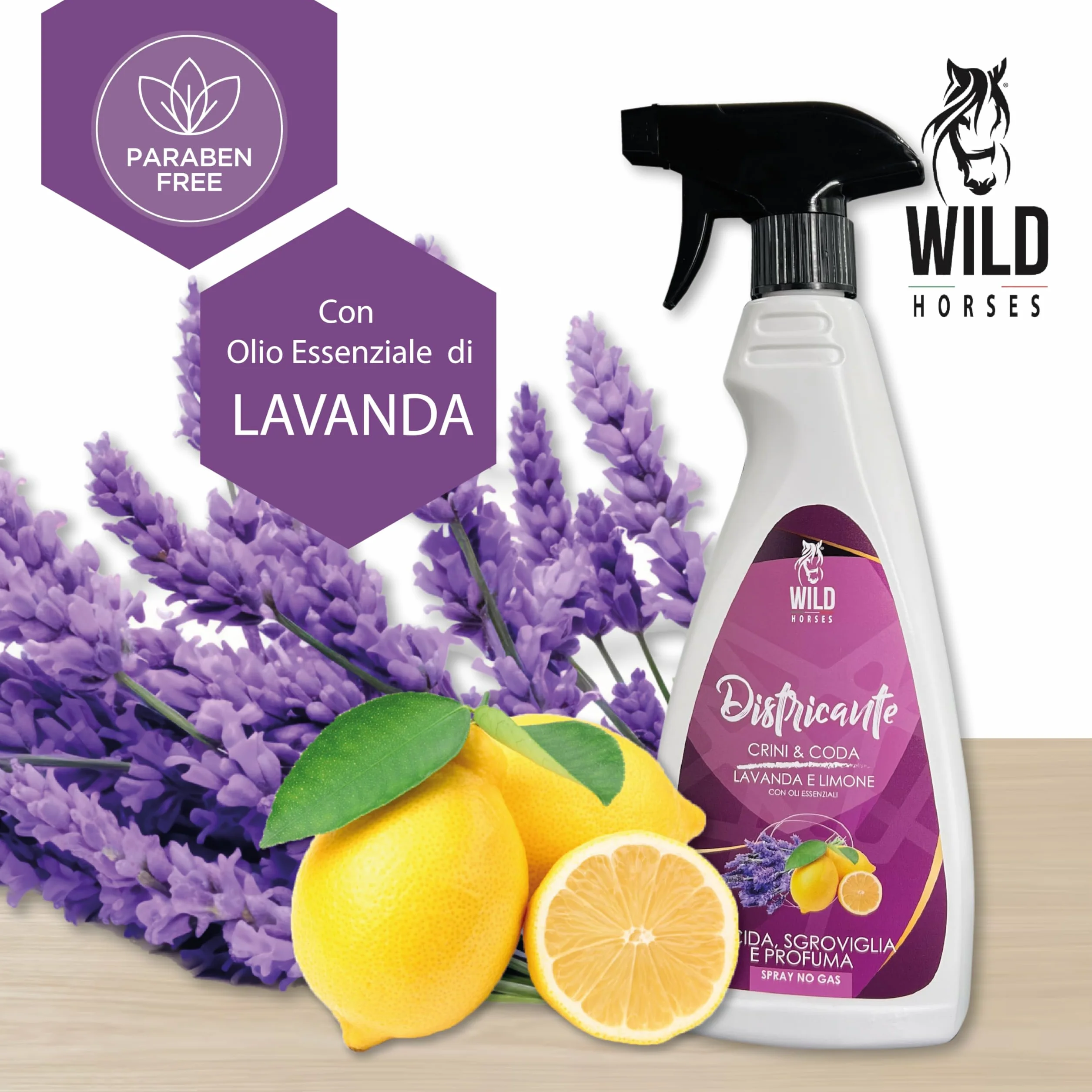 Wild Horses | Districante Crini & Coda Lavanda e Limone - Lucida, Sgroviglia e Profuma, Senza Risciacquo, 500 ml, Made in Italy