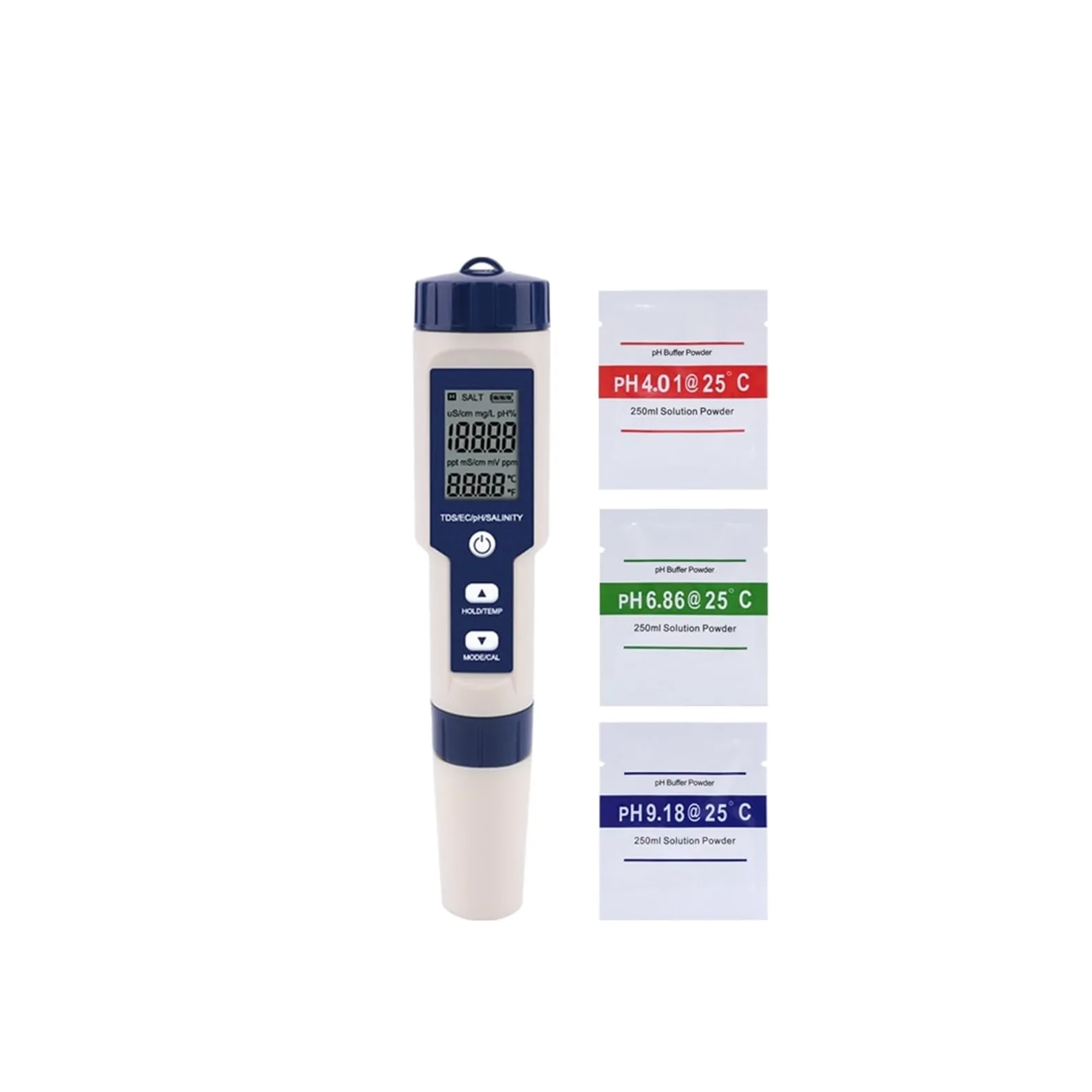 Misuratore di PH Misuratore di qualità Acqua con Funzione 5 in 1 Tester PH Salinità TDS EC retroilluminazione for acquacoltura, Potabile, Piscina