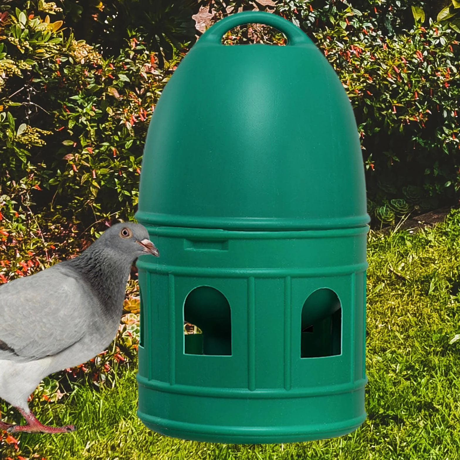 predolo Abbeveratoio per Uccelli/Anatra Pollo Quaglia Distributore d'Acqua Alimentatore Automatico con Manico sospeso/Abbeveratoio di Grande capacità, Verde 5L