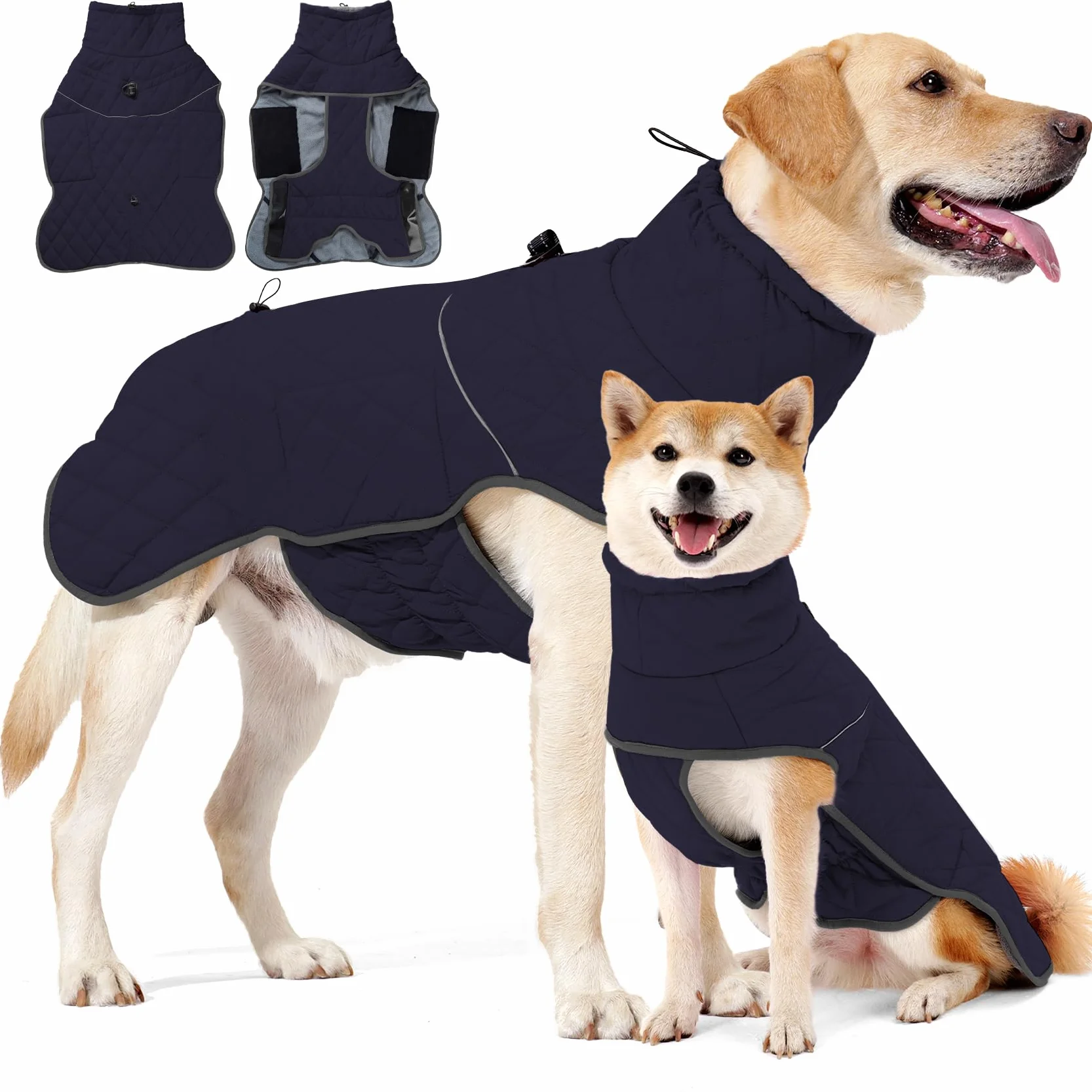 HEYWEAN Caldo cappotto per cani impermeabile Giacca invernale foderata in pile riflettente con D-Ring Cappotti e giubbotti per cani taglia piccola media grande vestiti per cani cappotto cane invernale