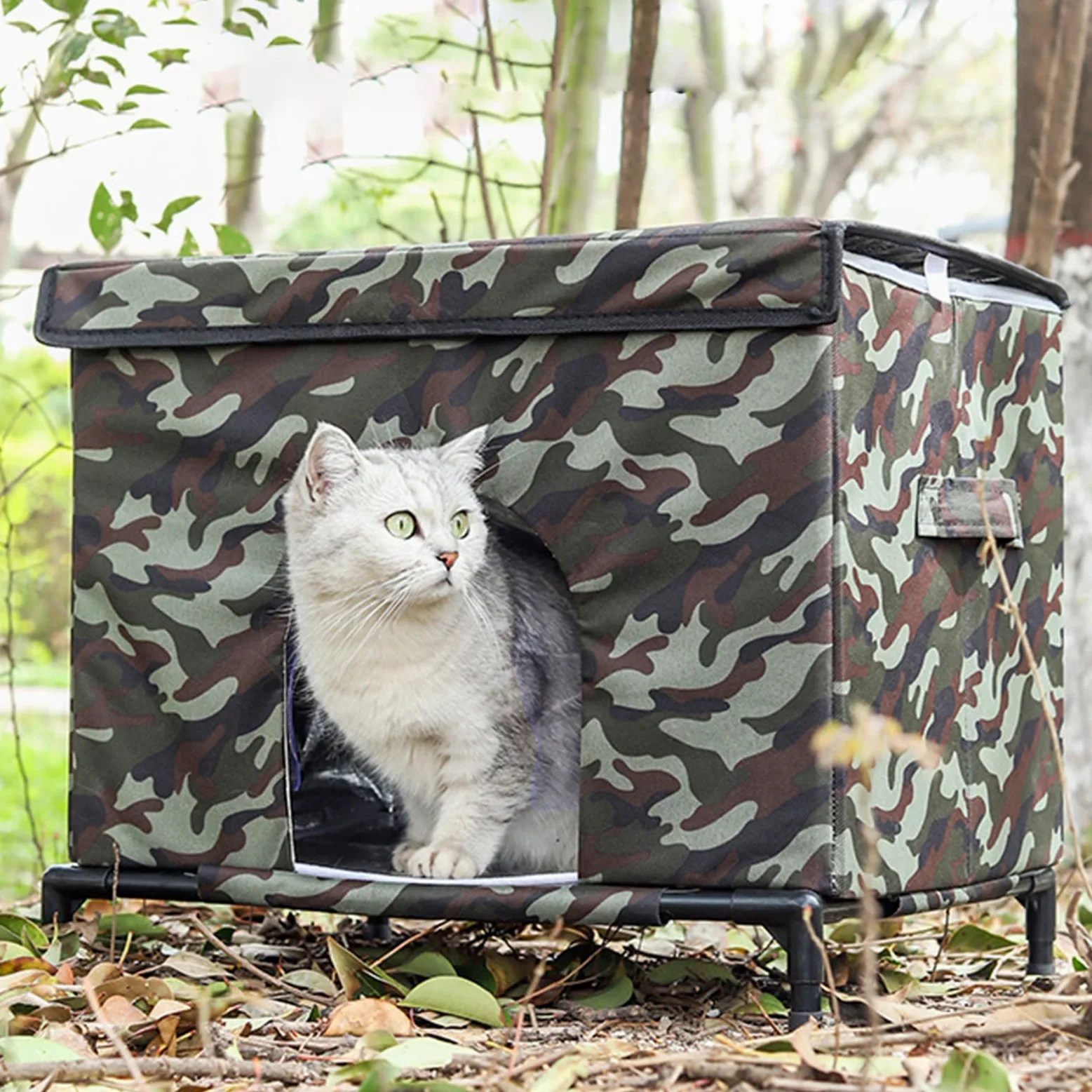 Case Per Gatti Da Esterno Tenda Isolata E Calda | Rifugio Per Gatti Da Esterno Con Base Rialzata E Finestra Trasparente per Cani e Galline all'Aperto per Patio e Balcone