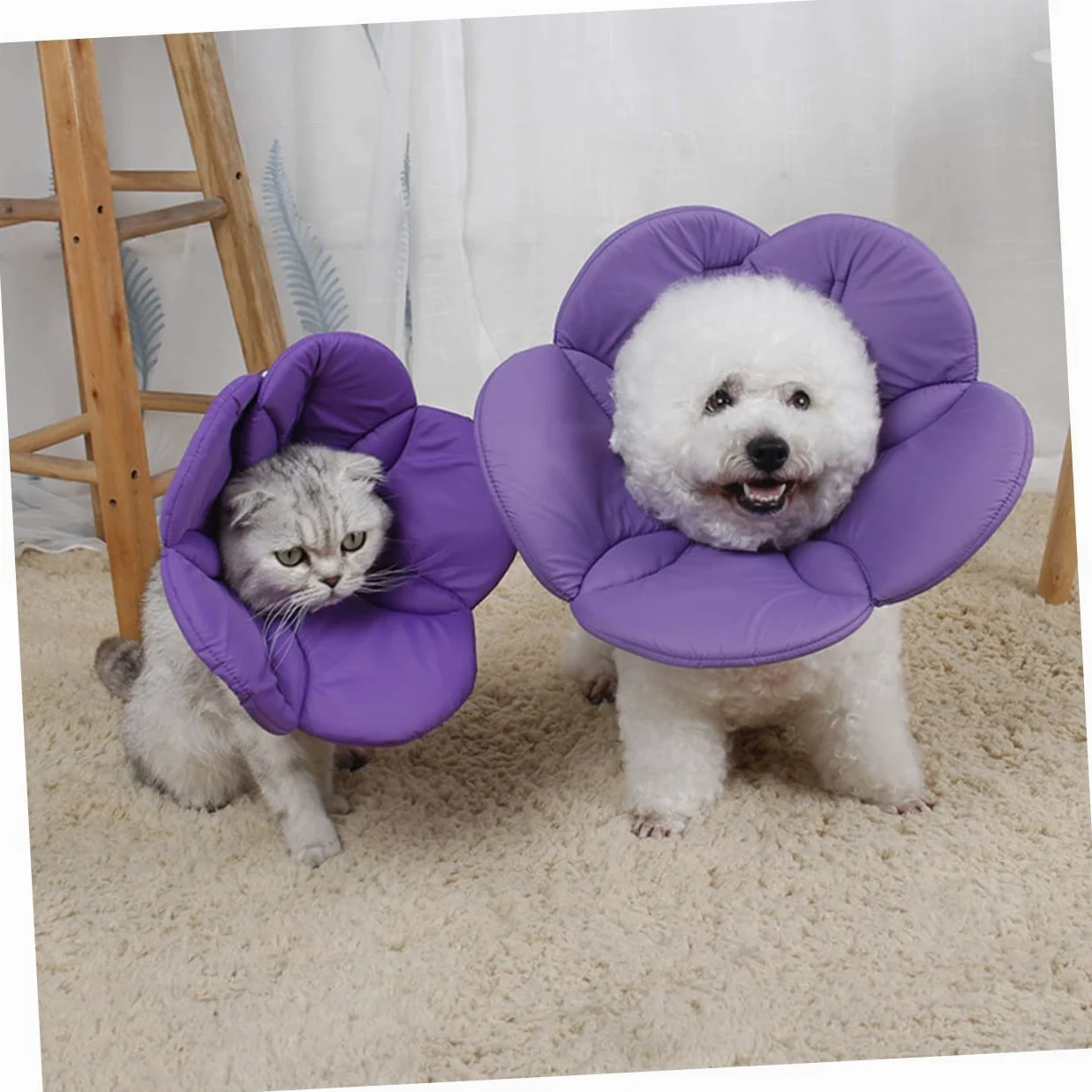 SUPVOX 2 Pz Collana per Animali Domestici Collare per Il Recupero del Gatto Collare Gonfiabile Scudo per Animali Domestici elisabettiano per Cani Anti-afferramento i Fiori