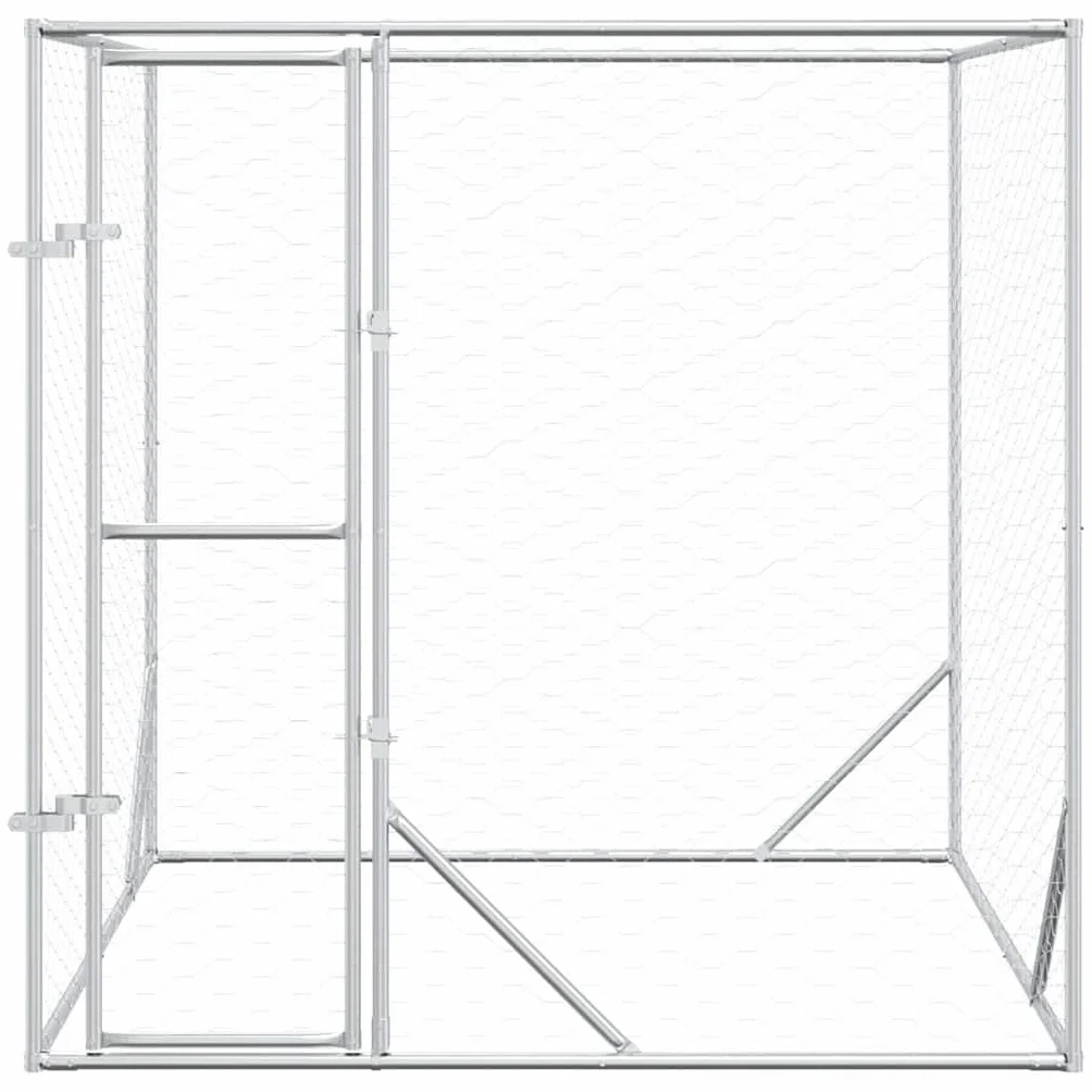 vidaXL Cuccia per Cani da Esterno Argento 2x2x2 m Acciaio Zincato